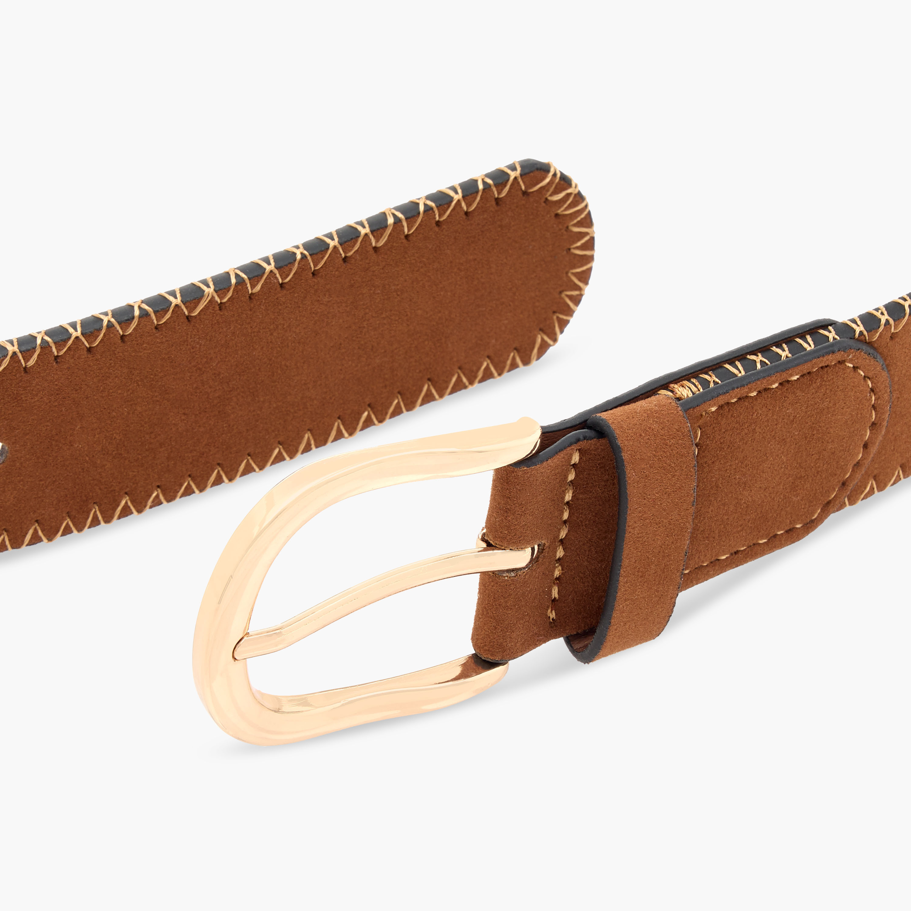 Stitch Detail Suede Belt with Pin Buckle Closure-women-clothingaccessories-belts-image-6