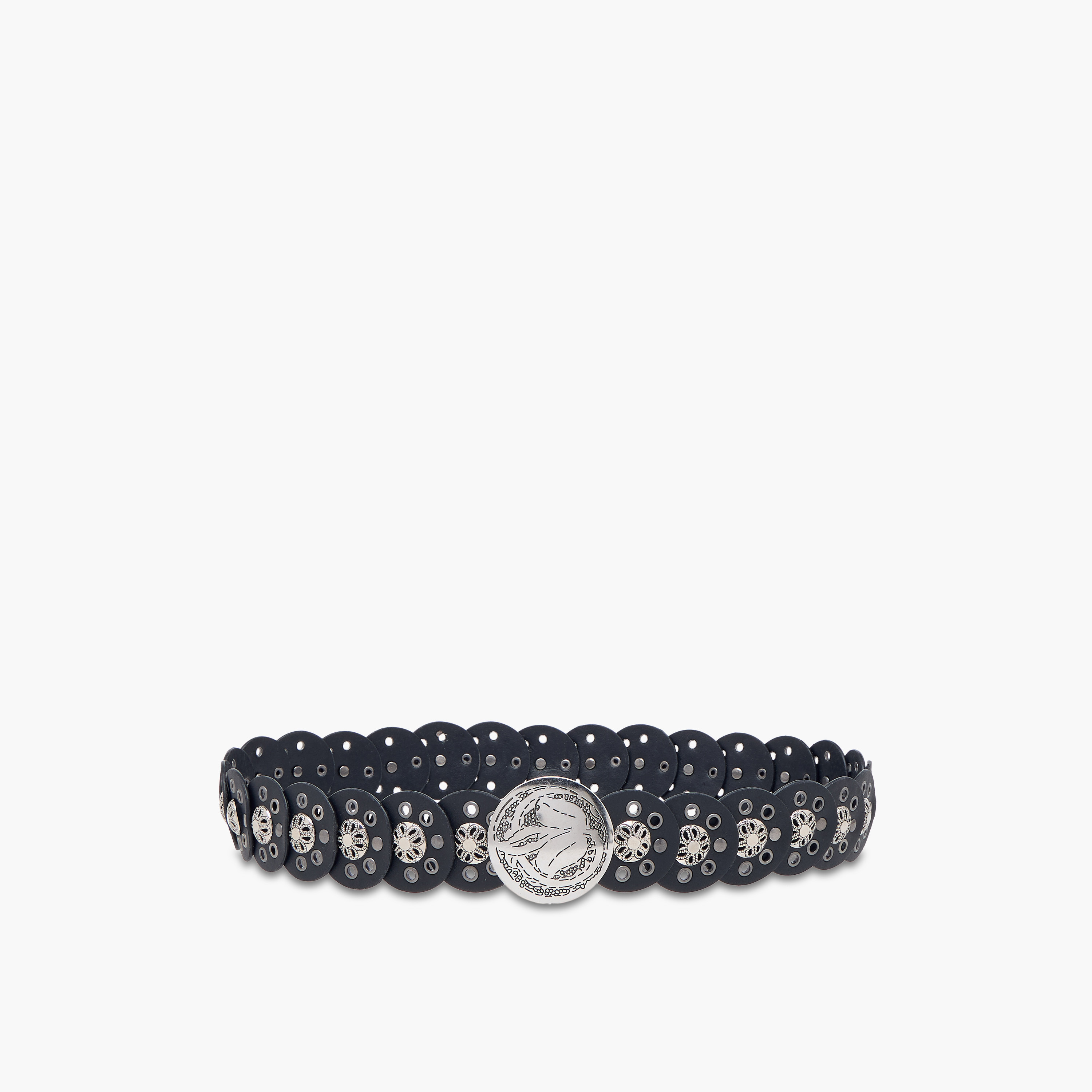 Metallic Eyelet Detail Disc Belt-women-clothingaccessories-belts-image-1
