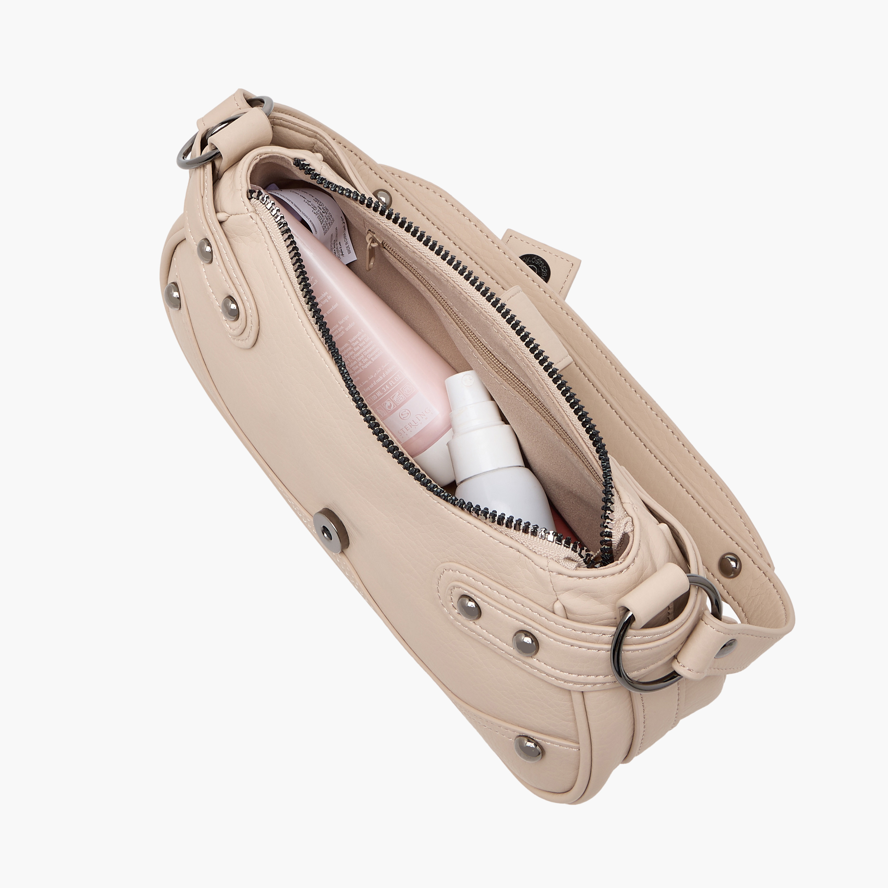 Rivet Detail Shoulder Bag with Zipper Closure and Adjustable Strap-women-bagsandwallets-handbags-image-9