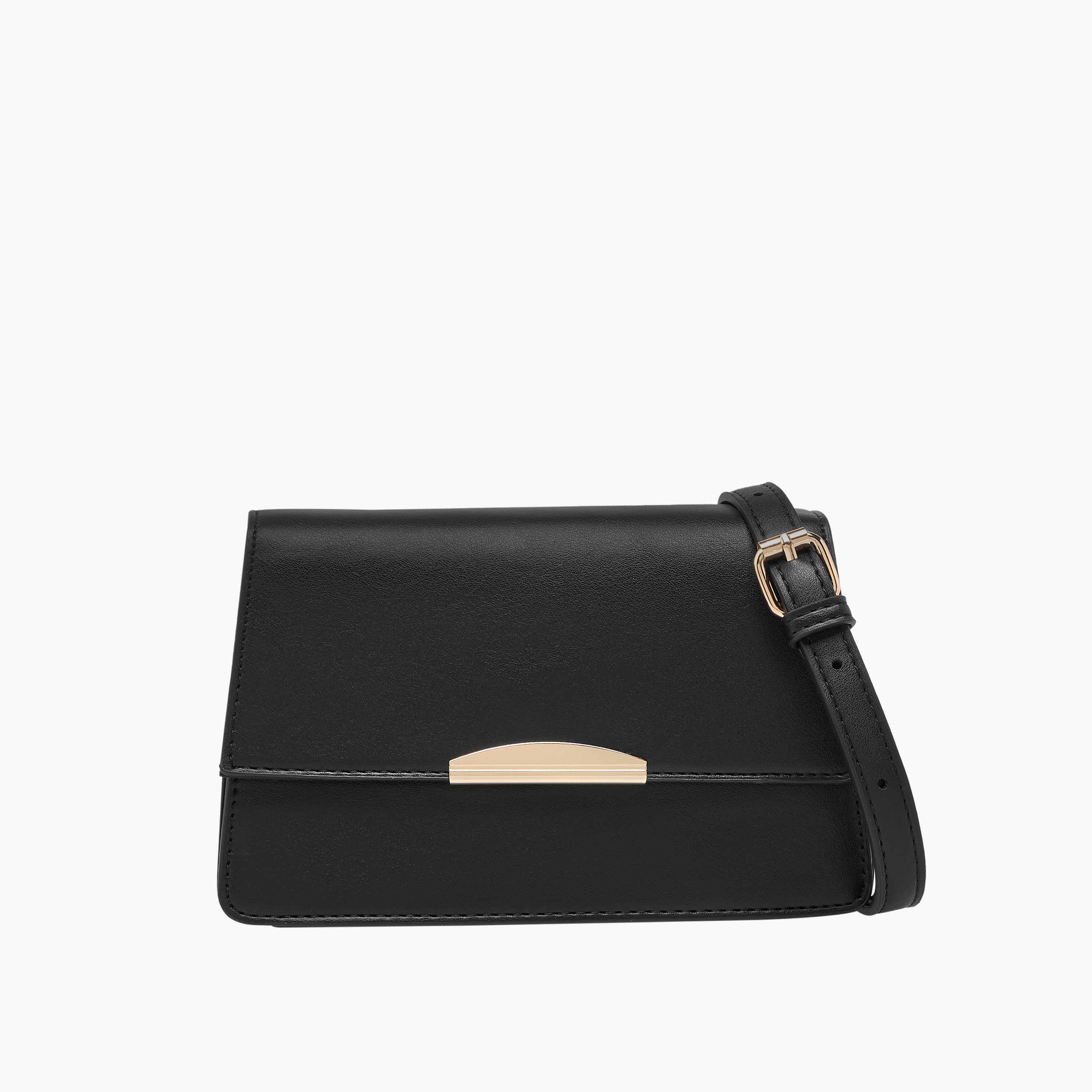 Metal Accent Crossbody Bag with Button Closure-women-bagsandwallets-handbags-image-1