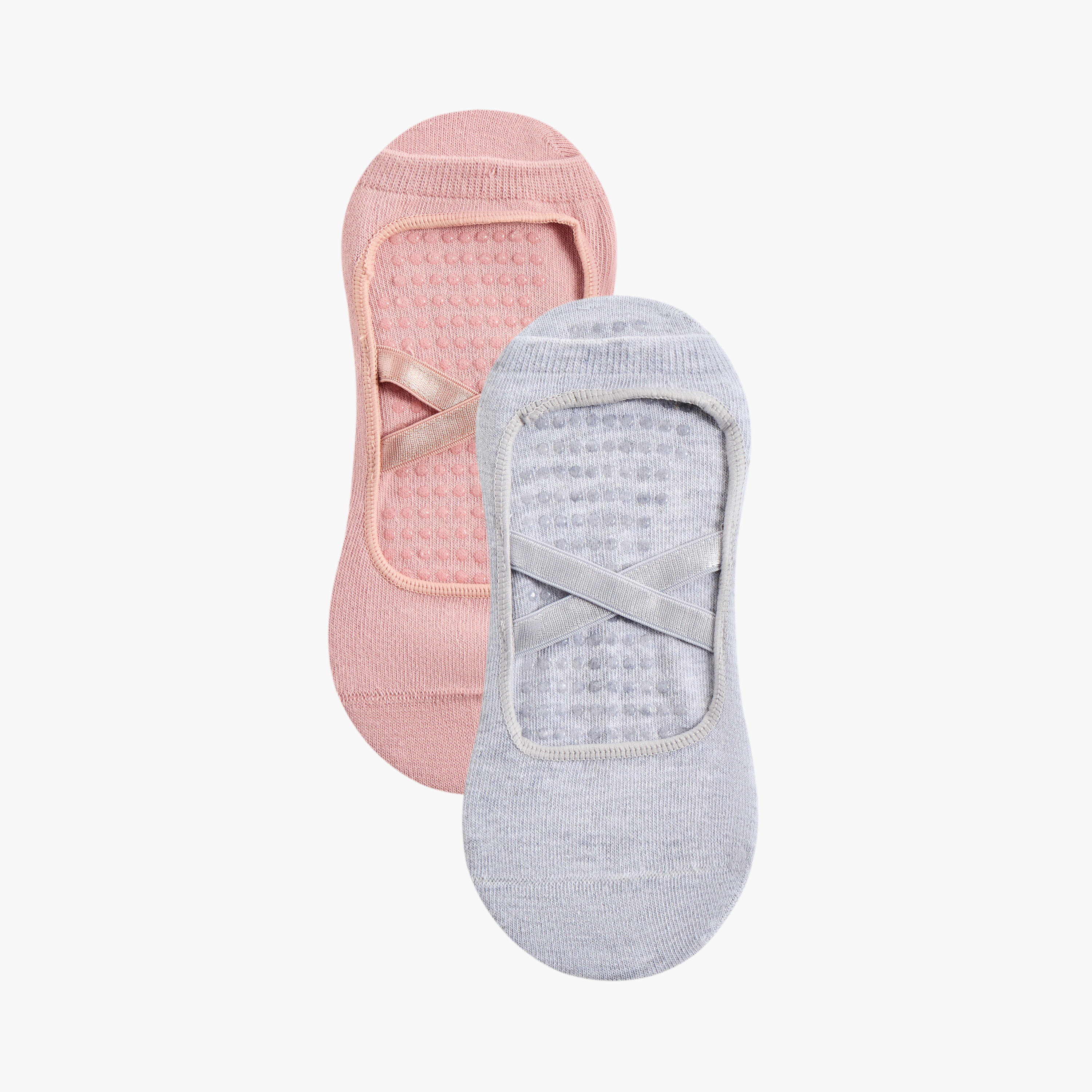 Set of 2 - Textured Yoga Footsie with Antibacterial Protection-women-socksandstockings-image-1