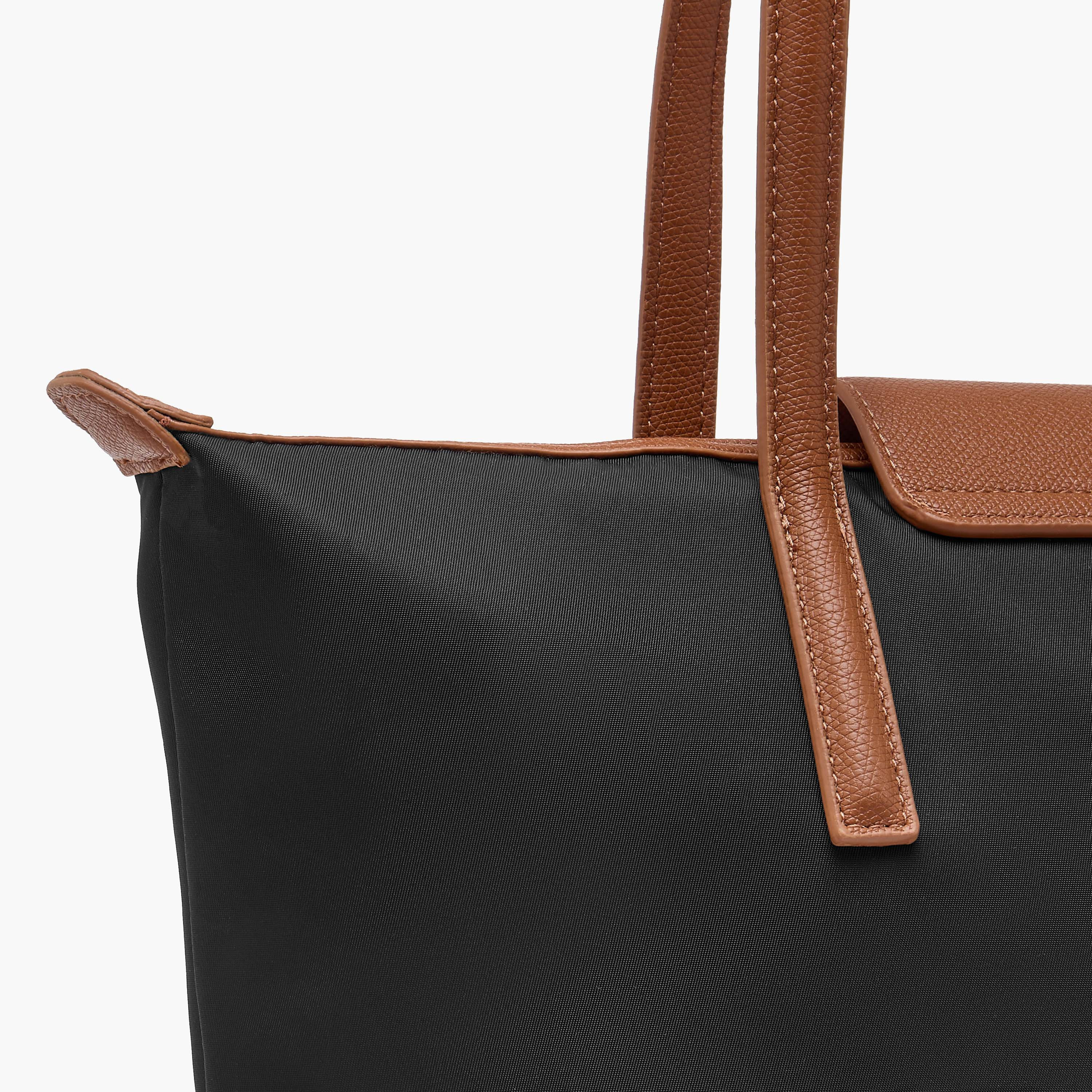 Flap Detail Tote Bag with Double Handle and Twist Lock Closure-women-bagsandwallets-handbags-image-6