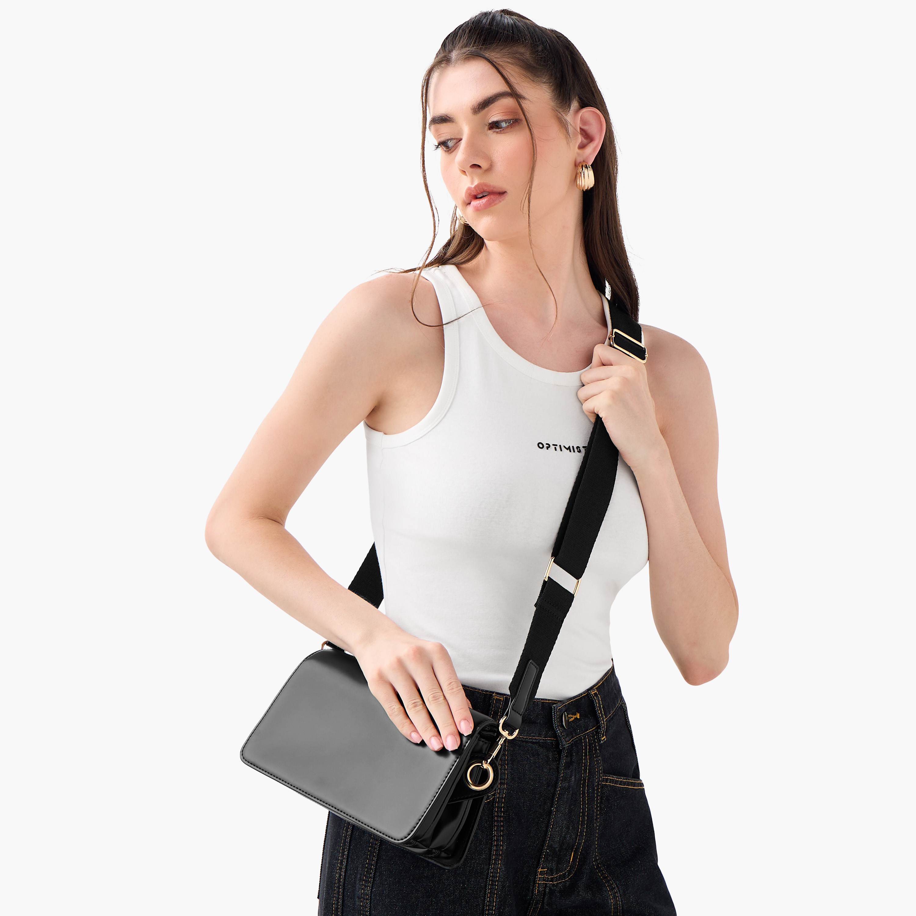 Textured Crossbody Bag with Adjustable Strap-women-bagsandwallets-handbags-image-2