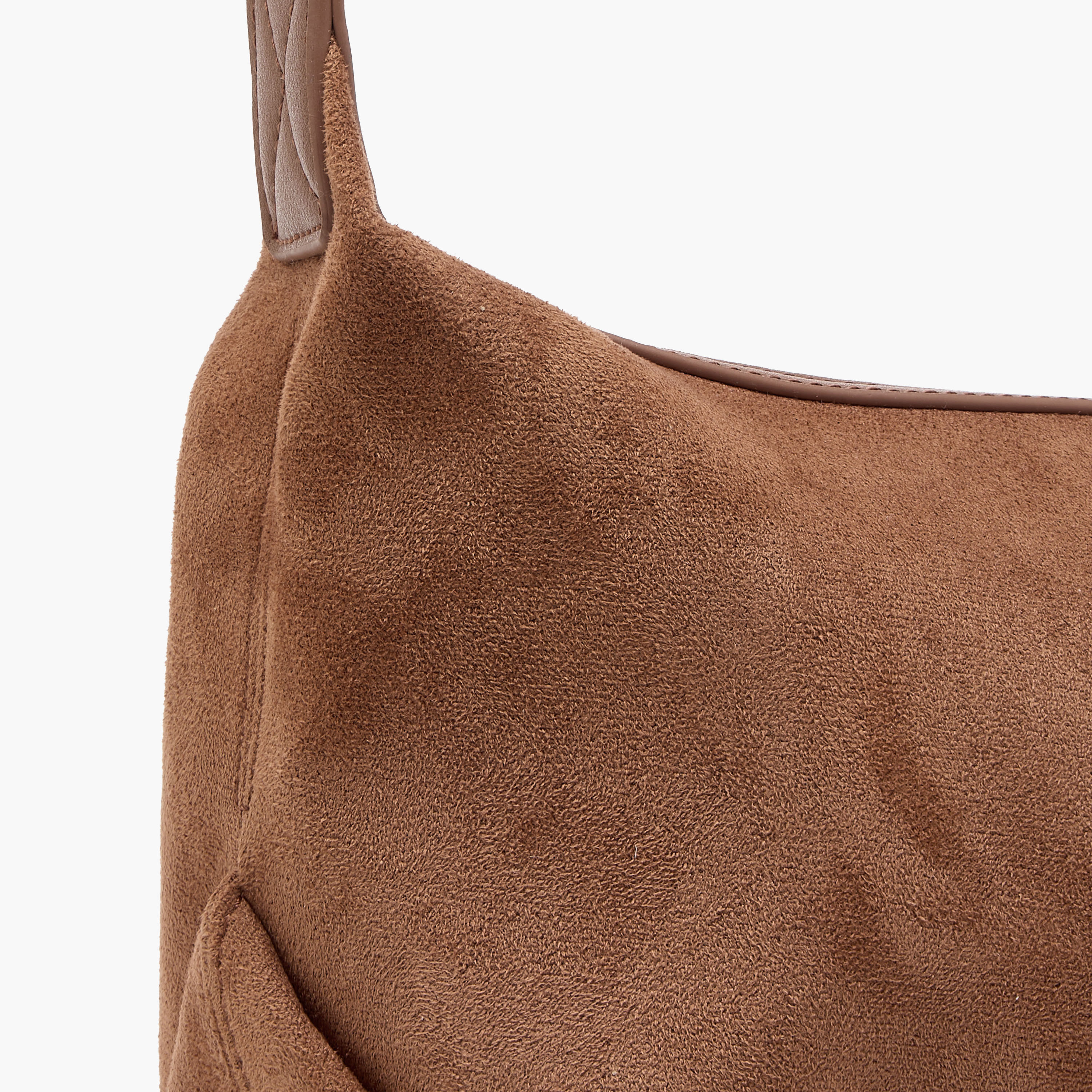 Textured Suede Shoulder Bag with Strap Handle and Zip Closure-women-bagsandwallets-handbags-image-6