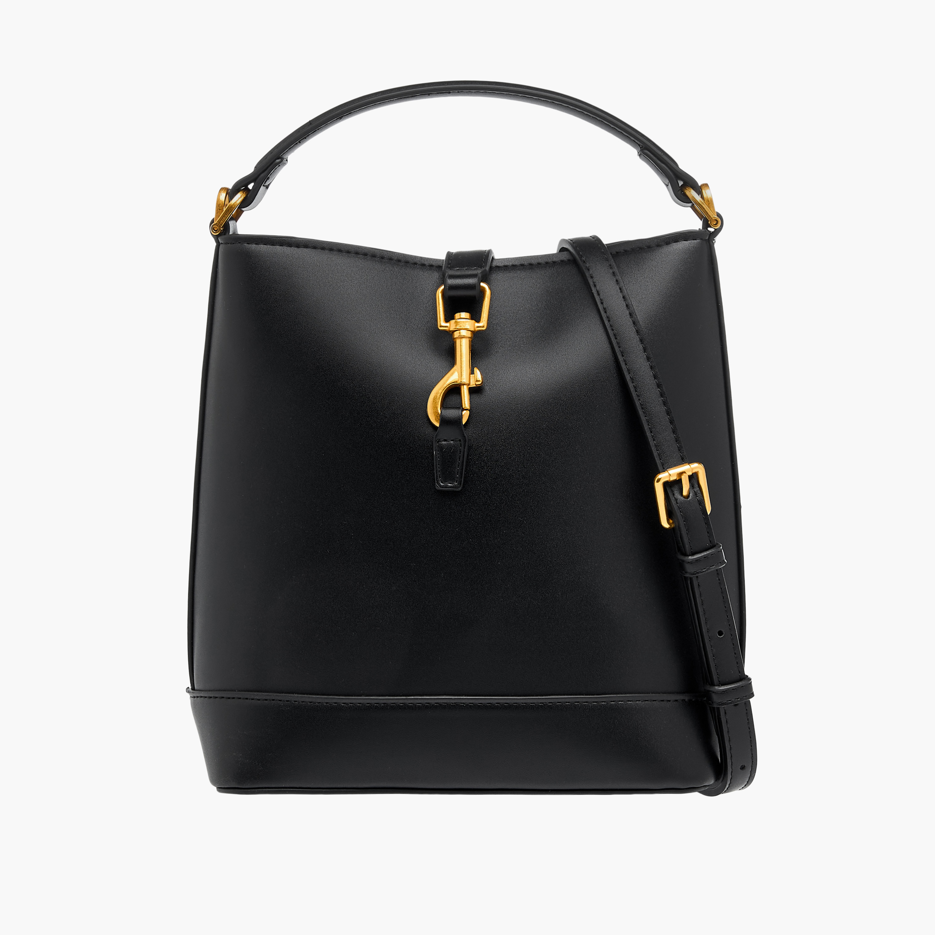 Textured Bucket Bag with Lobster Clasp Closure and Grab Handle-women-bagsandwallets-handbags-image-1