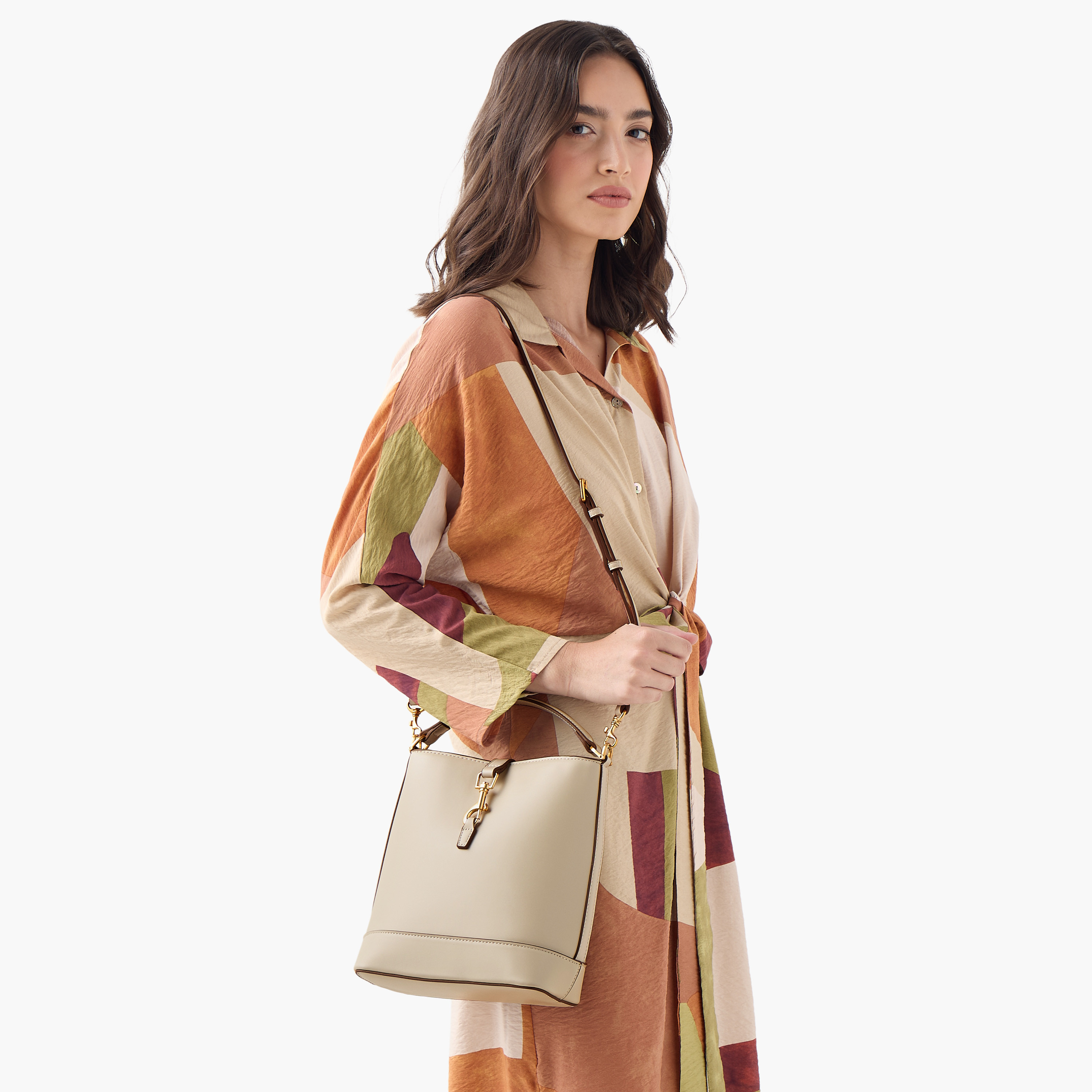 شنطة دلو بارزة الملمس بمشبك إغلاق ومقبض-women-bagsandwallets-handbags-image-8
