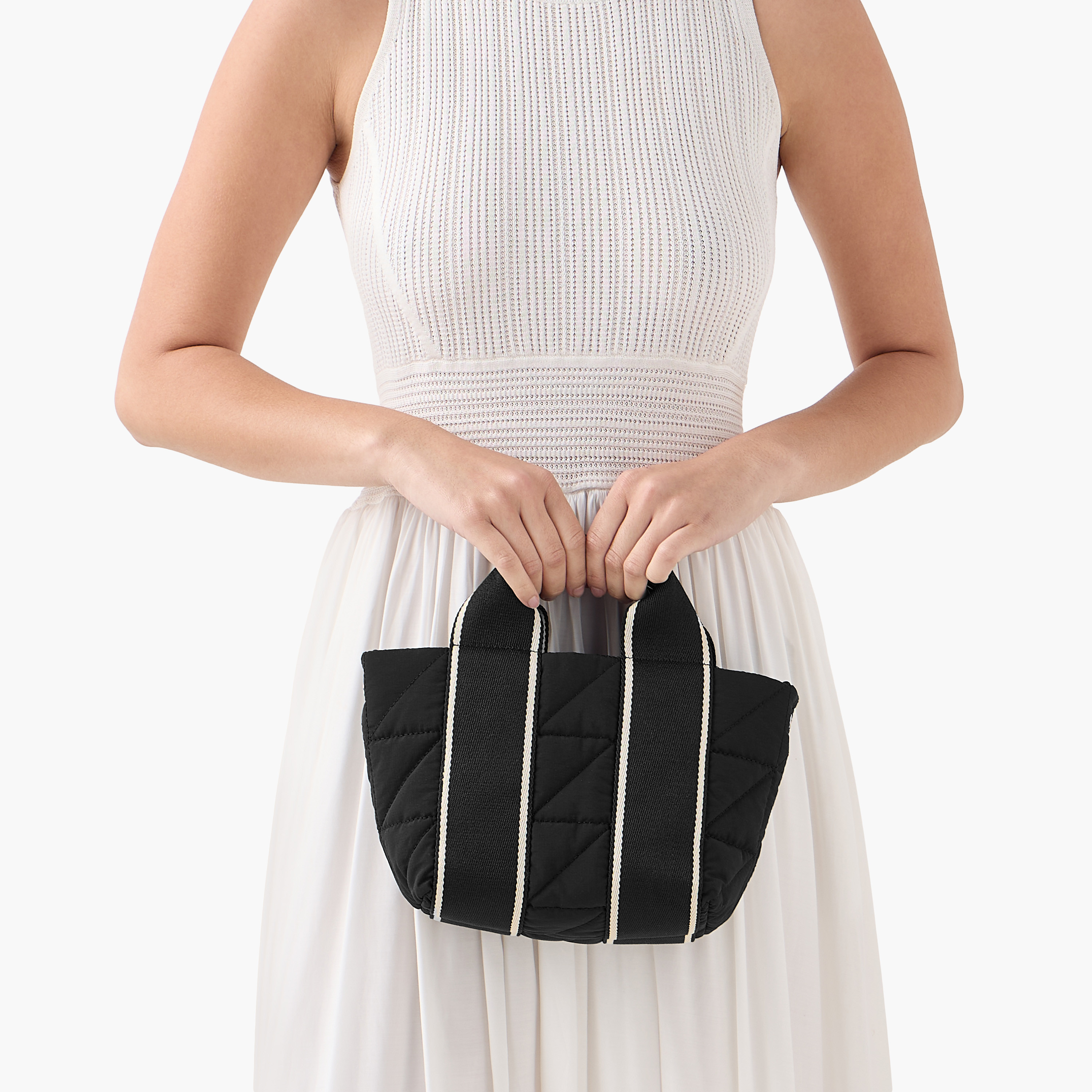 Striped Mini Quilted Tote Bag with Zip Closure-women-bagsandwallets-handbags-image-2