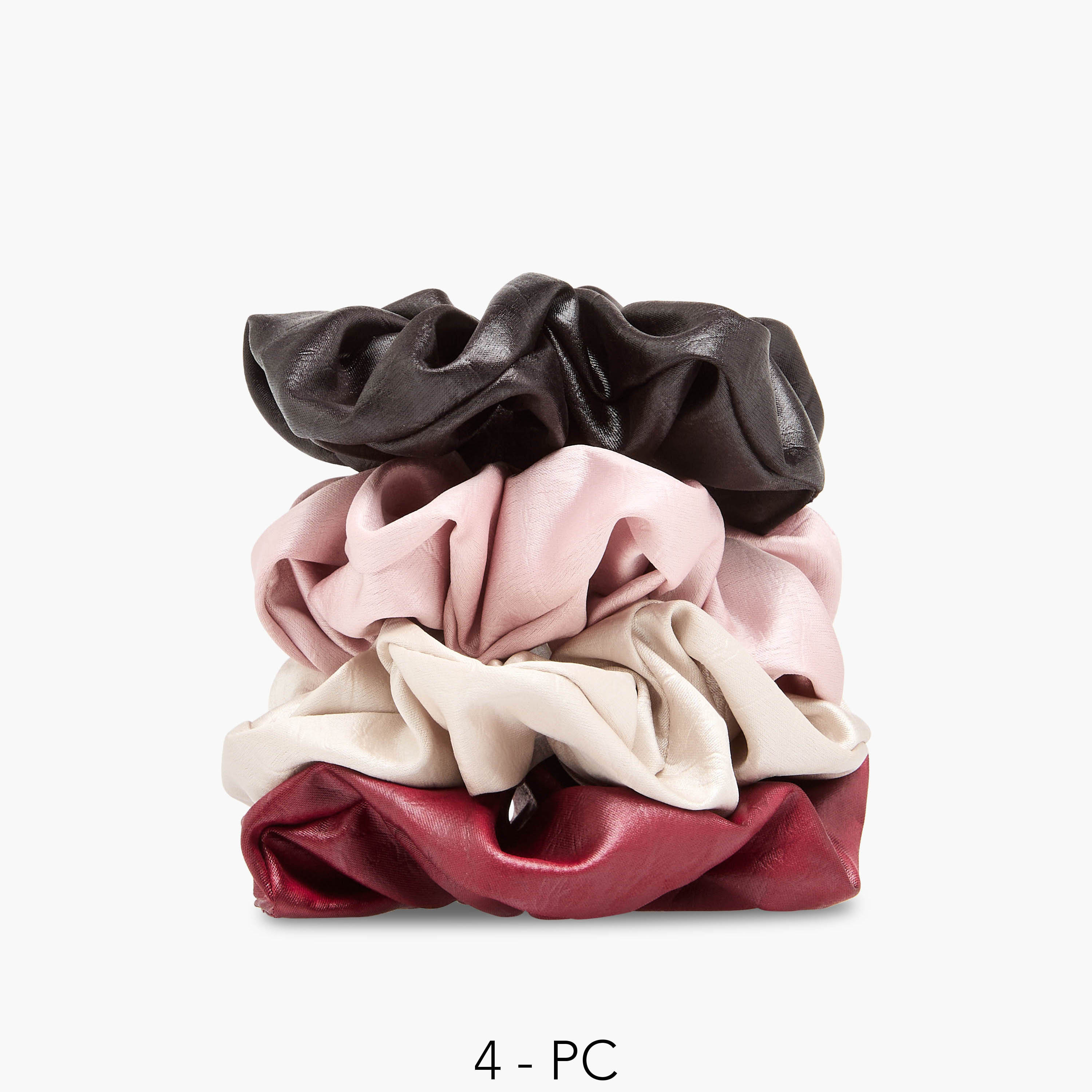 Set of 4 - Shiny Texture Scrunchie-women-hairaccessories-scrunchies-image-1