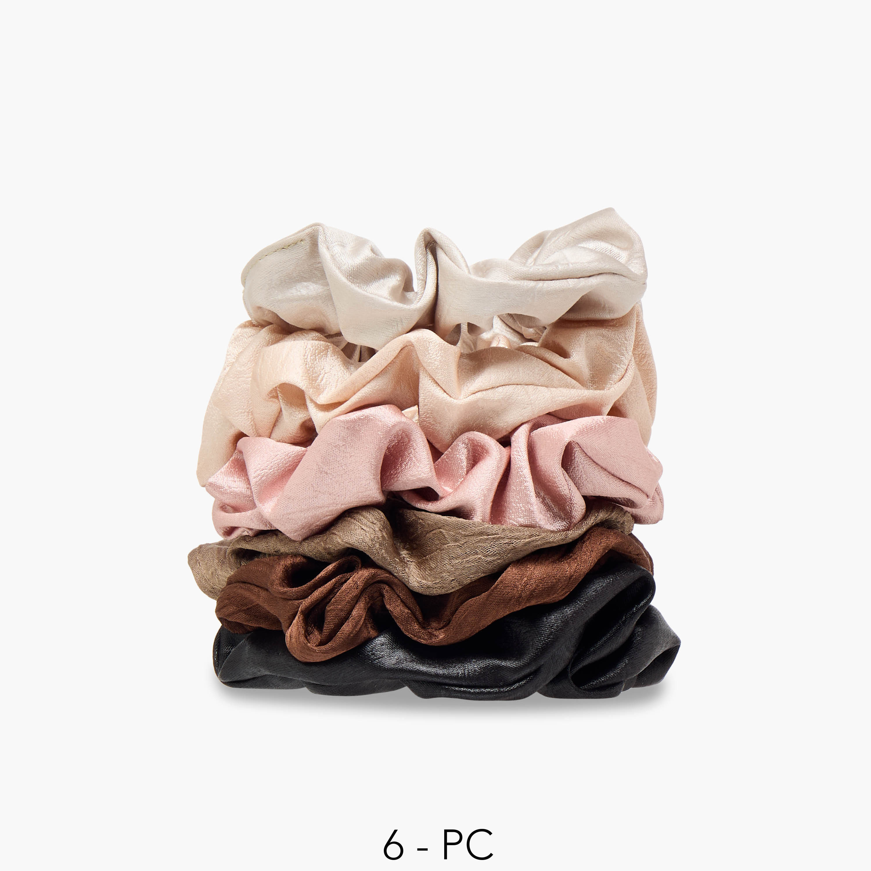 Set of 6 - Shiny Texture Scrunchie Pink-women-hairaccessories-scrunchies-image-1