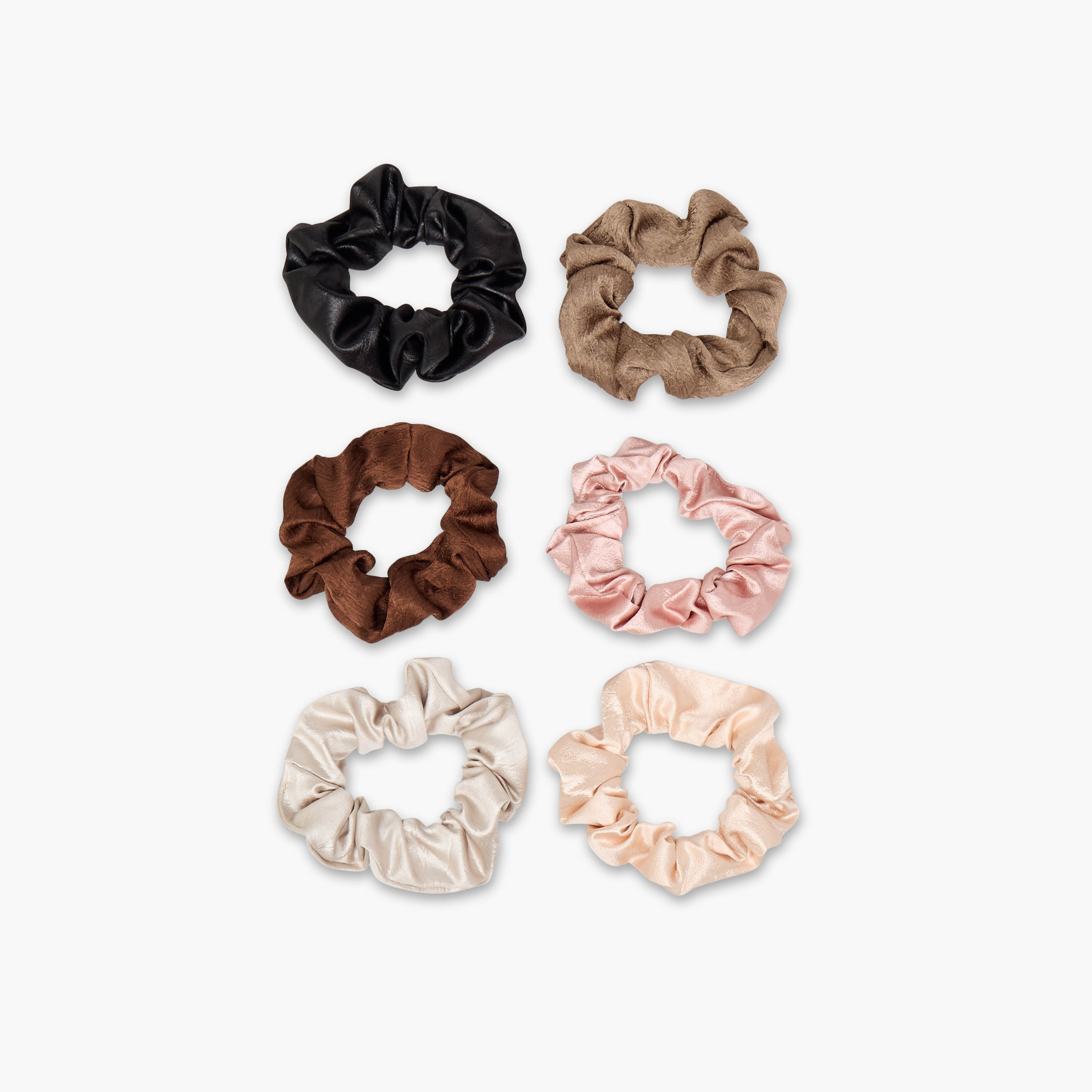 Set of 6 - Shiny Texture Scrunchie Pink-women-hairaccessories-scrunchies-image-4