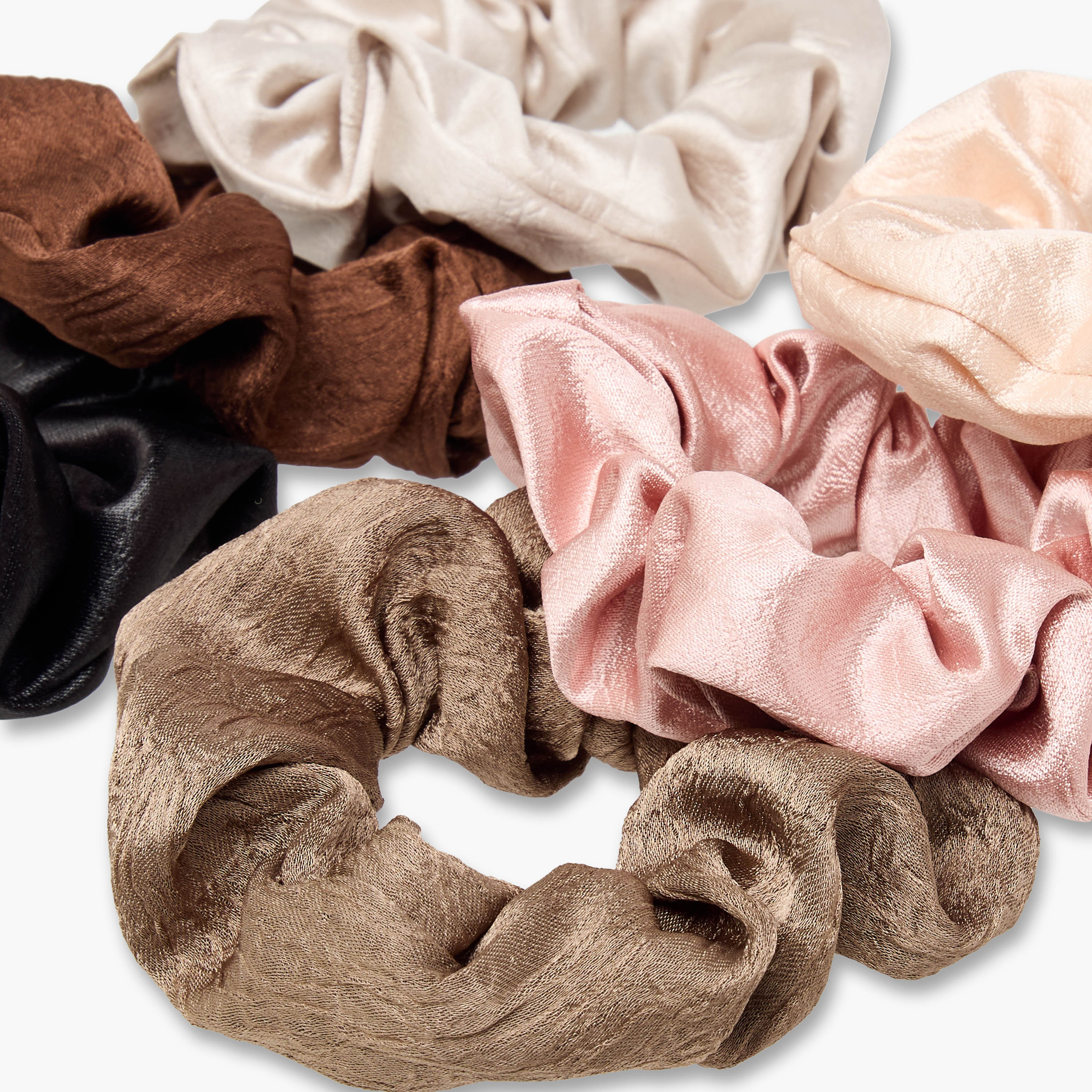 Set of 6 - Shiny Texture Scrunchie Pink-women-hairaccessories-scrunchies-image-5