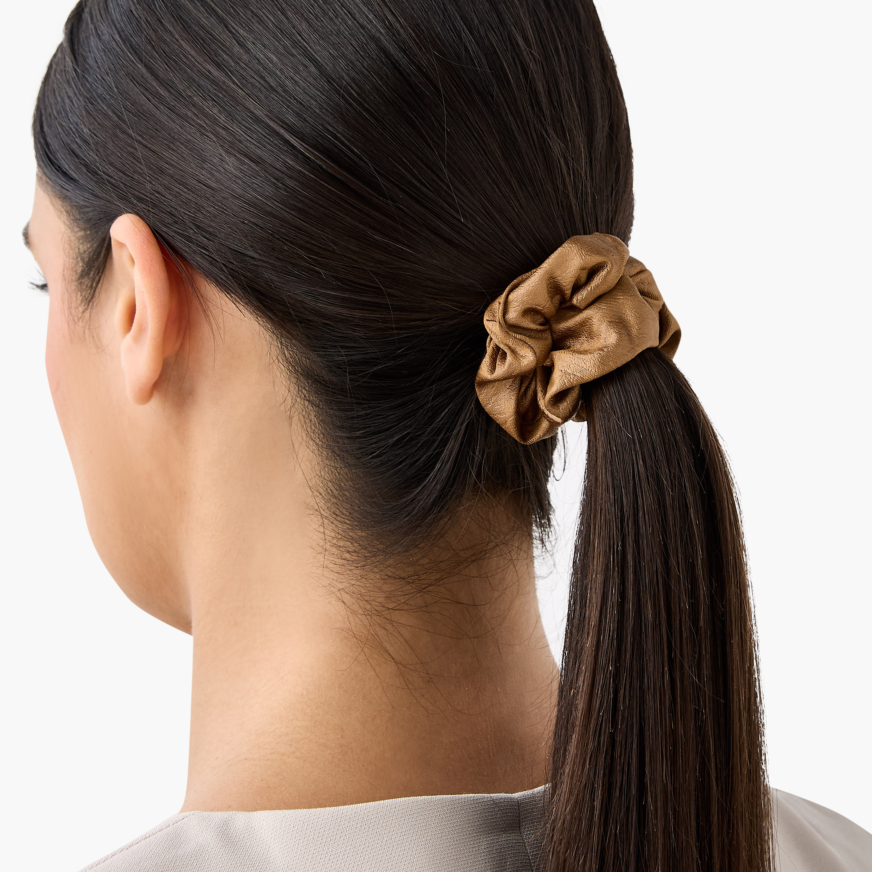 Set of 6 - Shiny Texture Scrunchie Neutral-women-hairaccessories-scrunchies-image-3