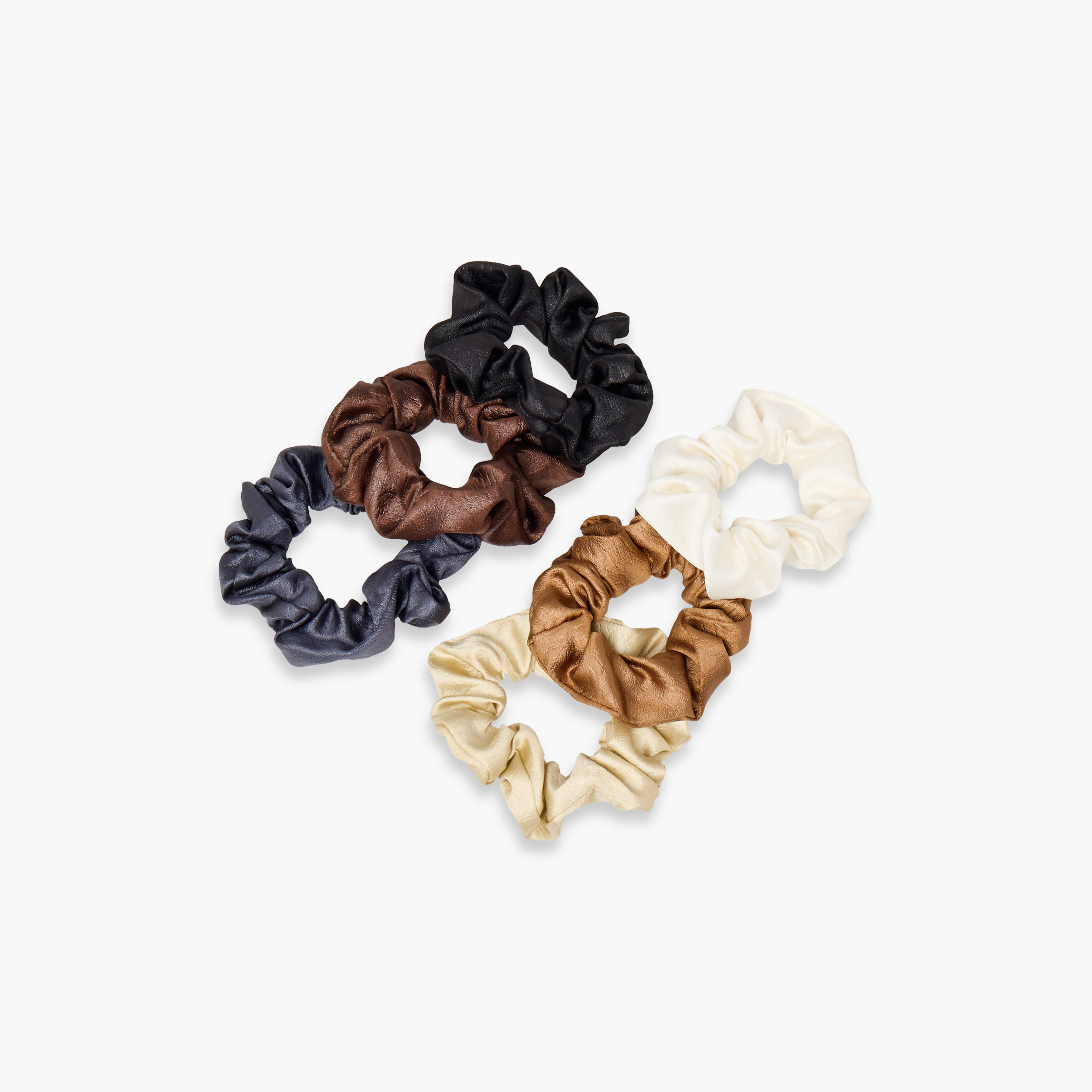 Set of 6 - Shiny Texture Scrunchie Neutral-women-hairaccessories-scrunchies-image-4