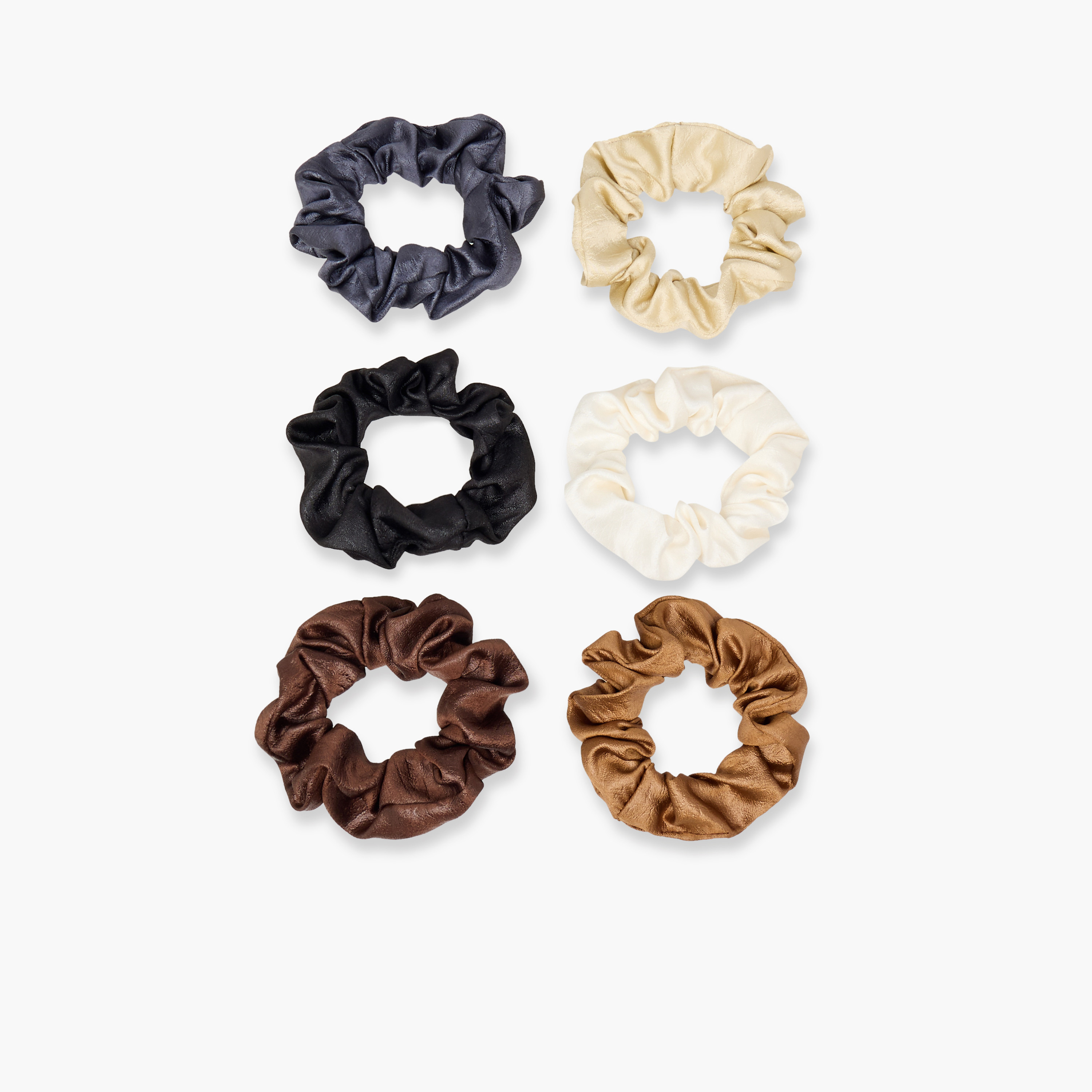 Set of 6 - Shiny Texture Scrunchie Neutral-women-hairaccessories-scrunchies-image-5