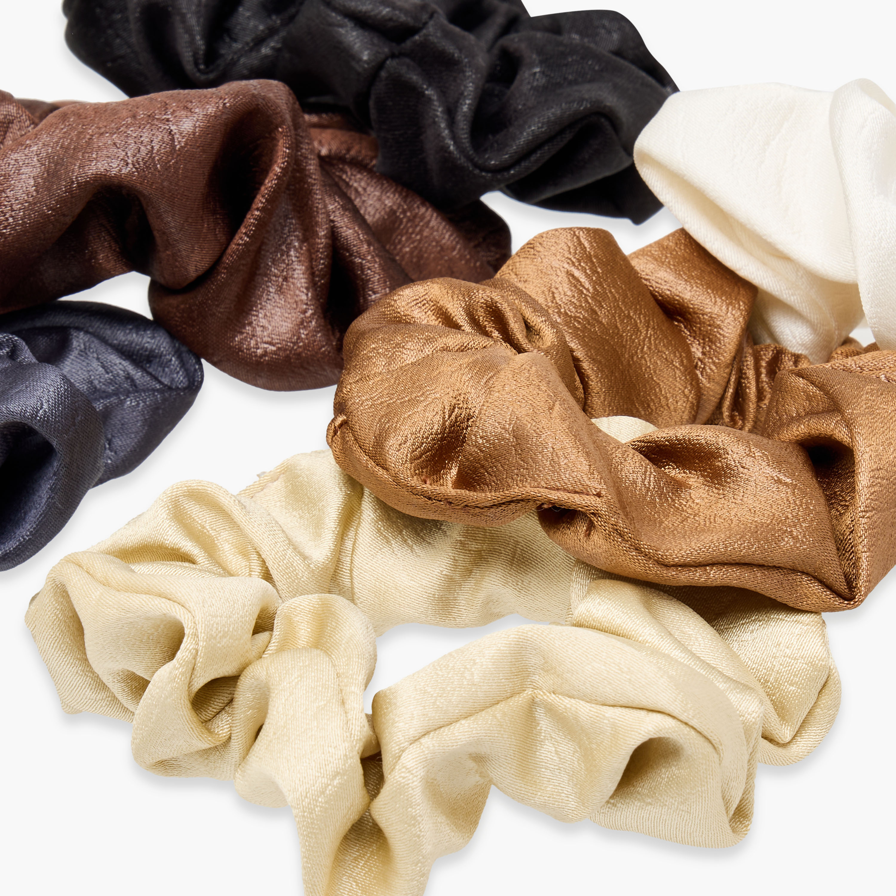 Set of 6 - Shiny Texture Scrunchie Neutral-women-hairaccessories-scrunchies-image-6