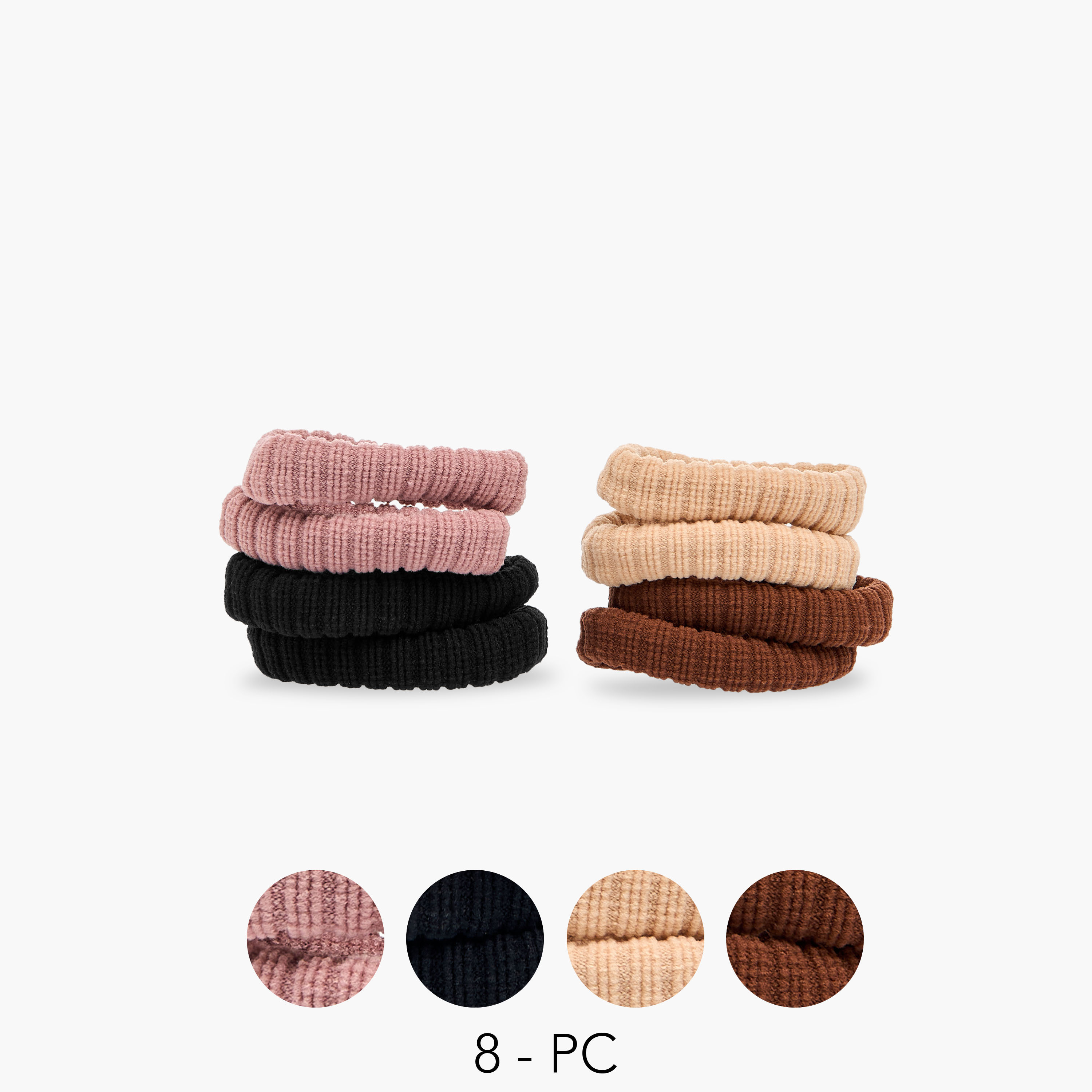 Set of 8 - Textured Hair Tie-women-hairaccessories-scrunchies-image-1