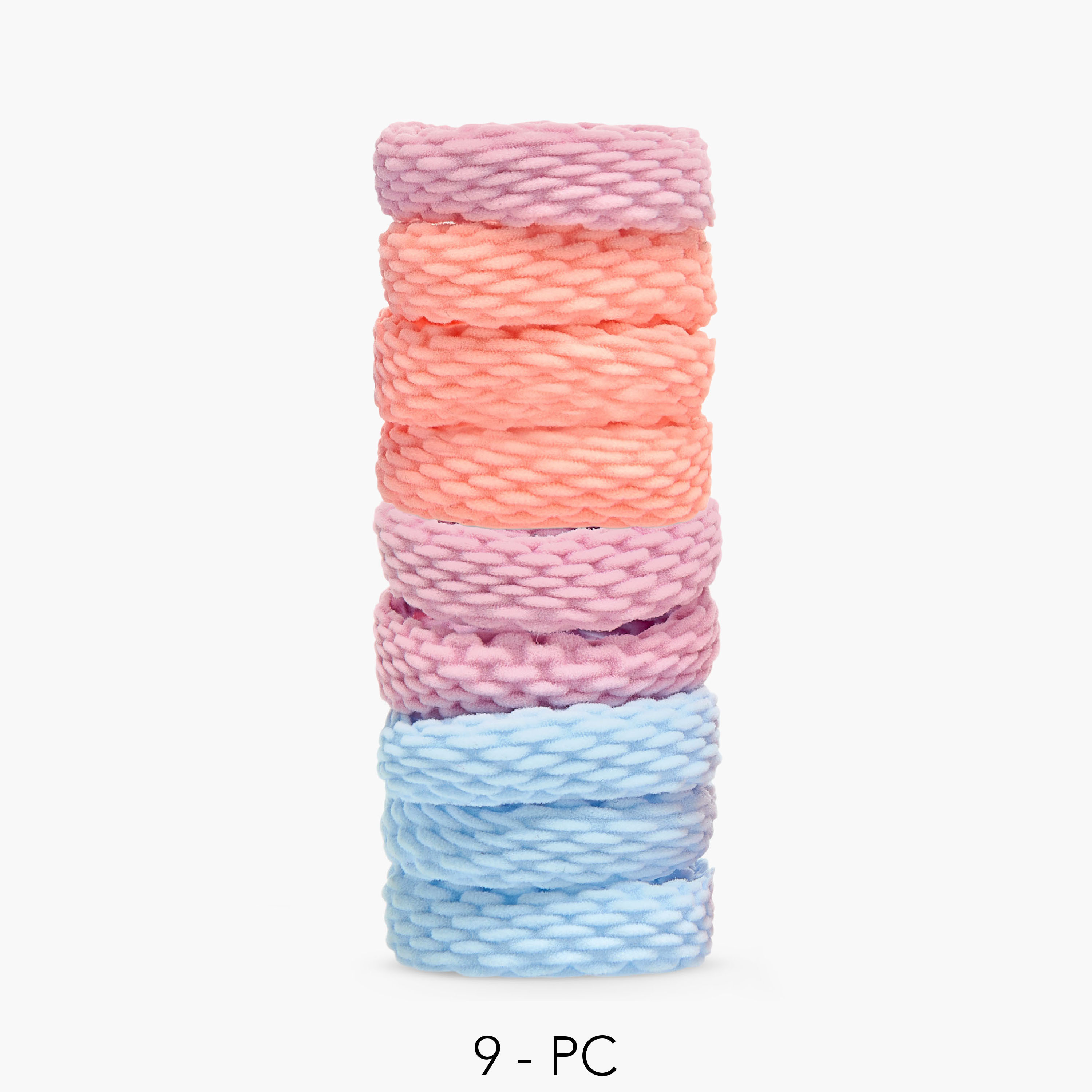 طقم ربطات شعر 9 قطع بارزة الملمس-women-hairaccessories-scrunchies-image-1