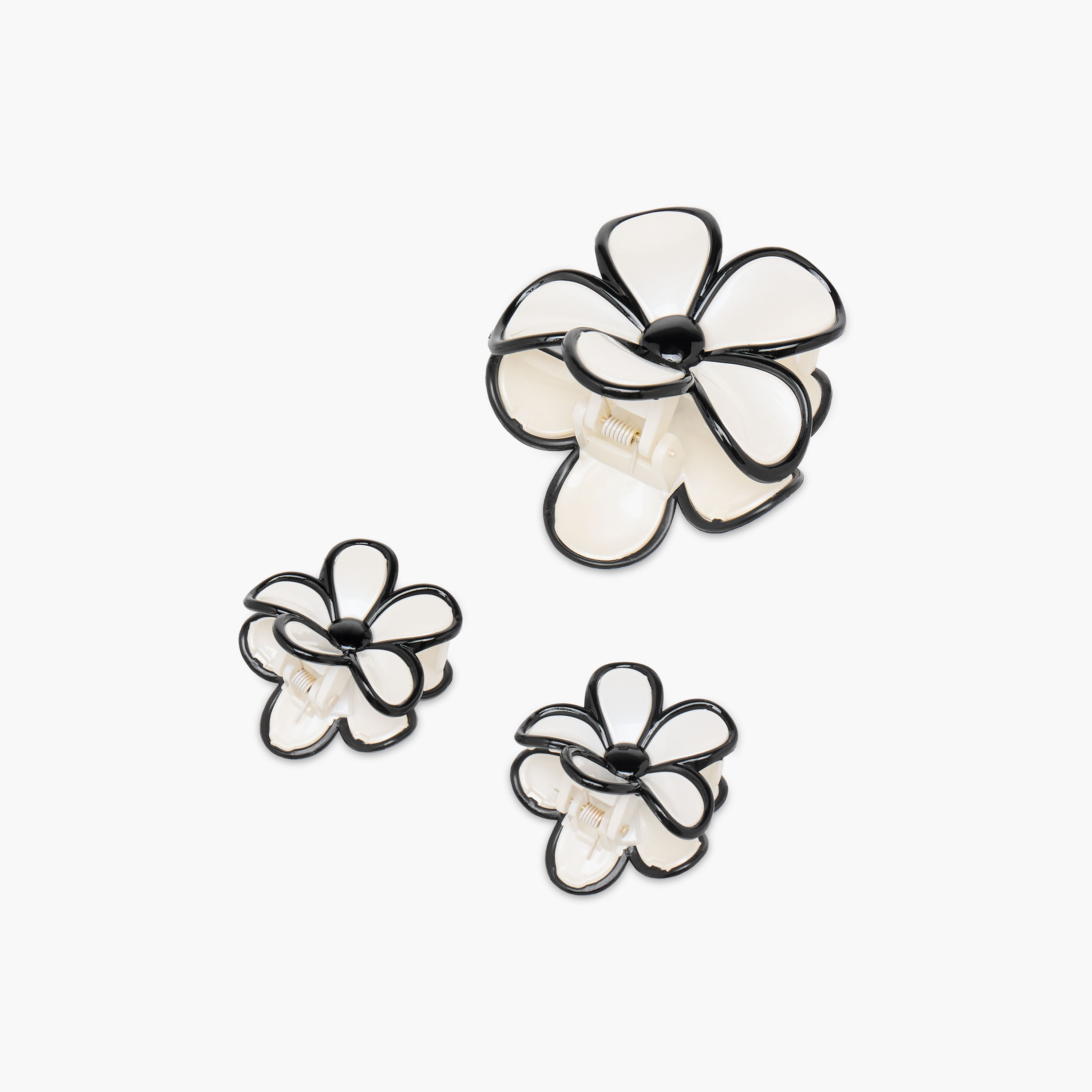 Set of 3 - Contrast Detail Floral Hair Clamp-women-hairaccessories-clamps-image-5