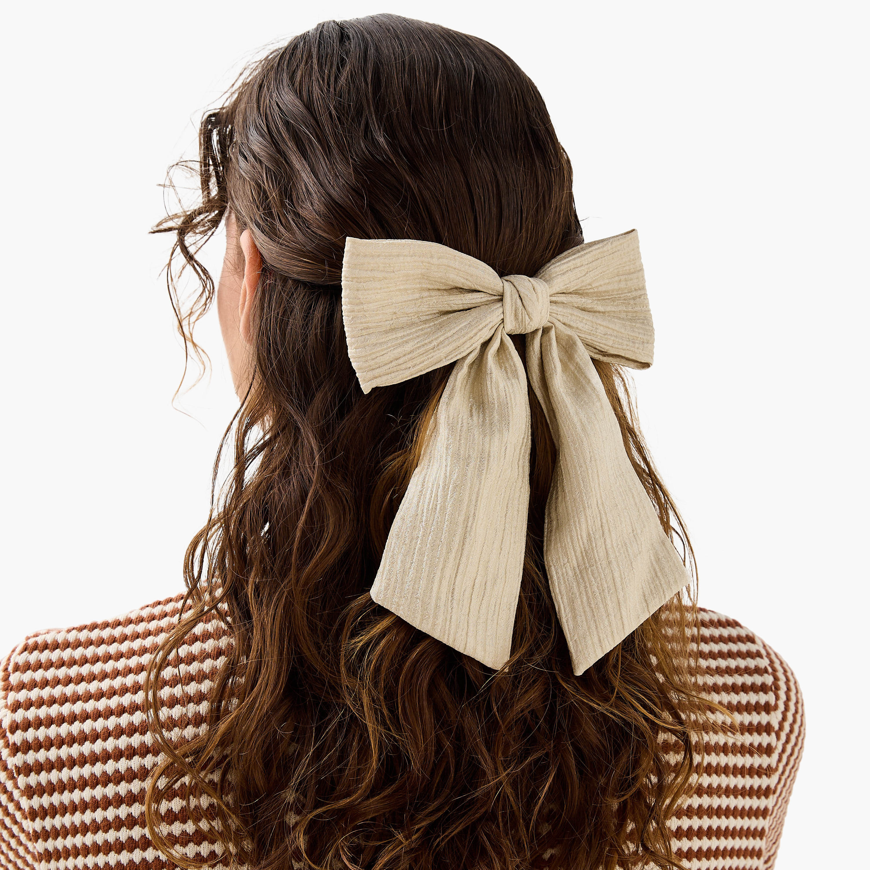 Textured Bow Barrette Hair Clip-women-hairaccessories-image-2