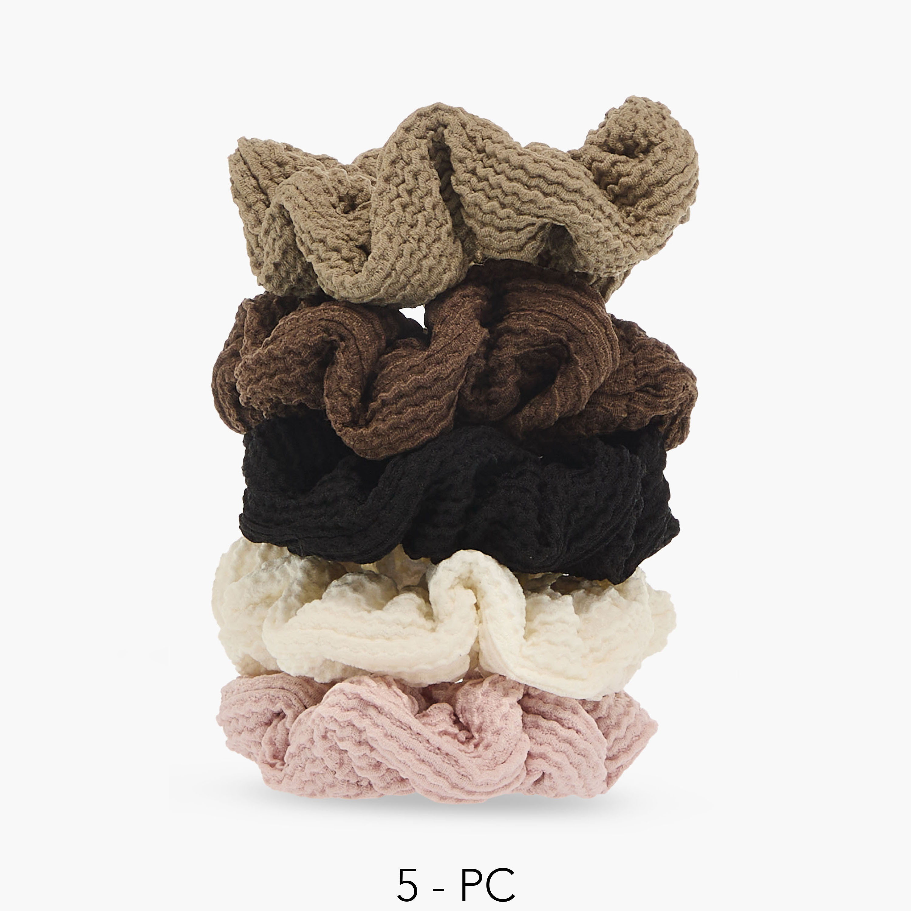Set of 5 - Gloo Textured Scrunchie-women-hairaccessories-scrunchies-image-1