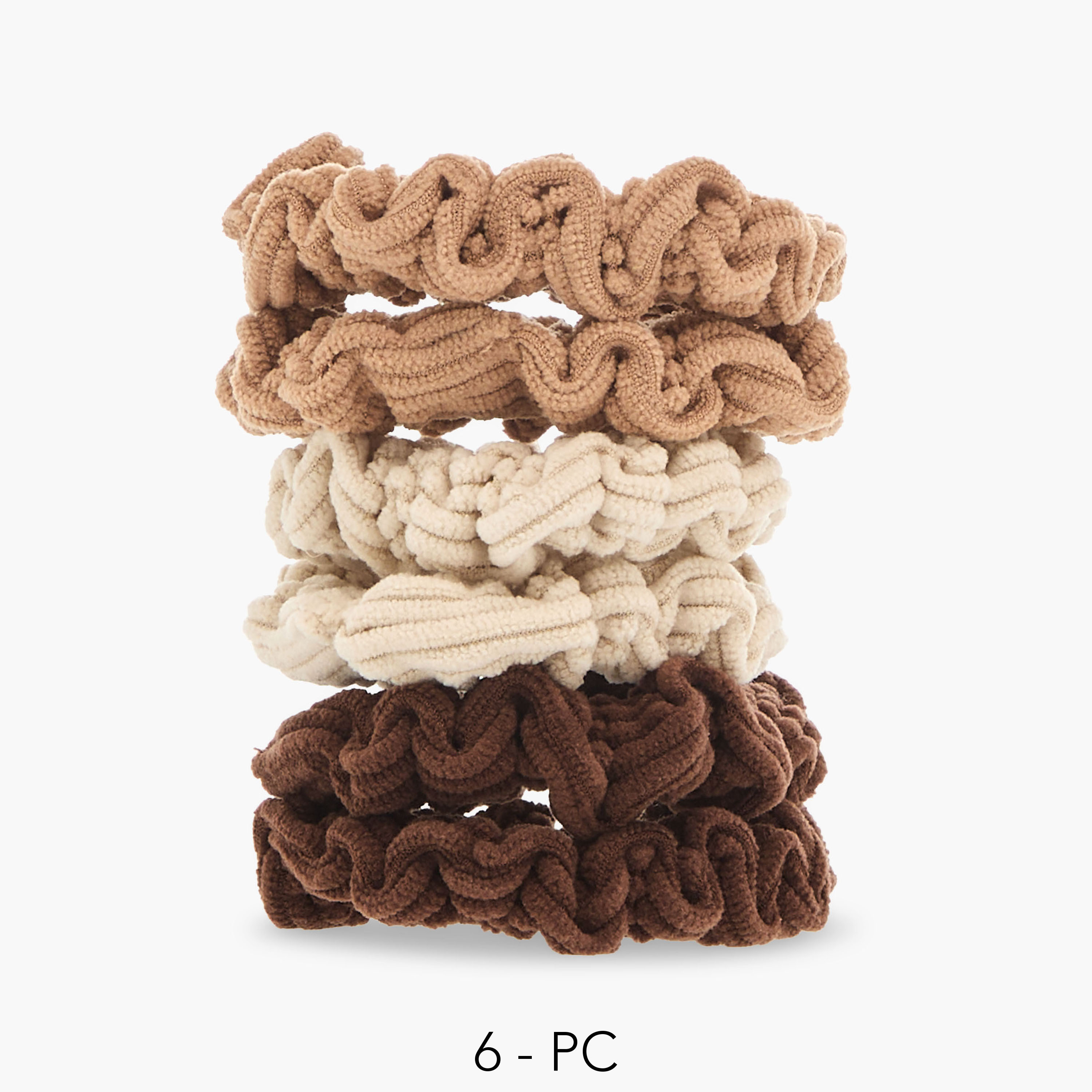 ربطات سكرانشي صغيرة بارزة الملمس من جلو - طقم 6 قطع-women-hairaccessories-scrunchies-image-1