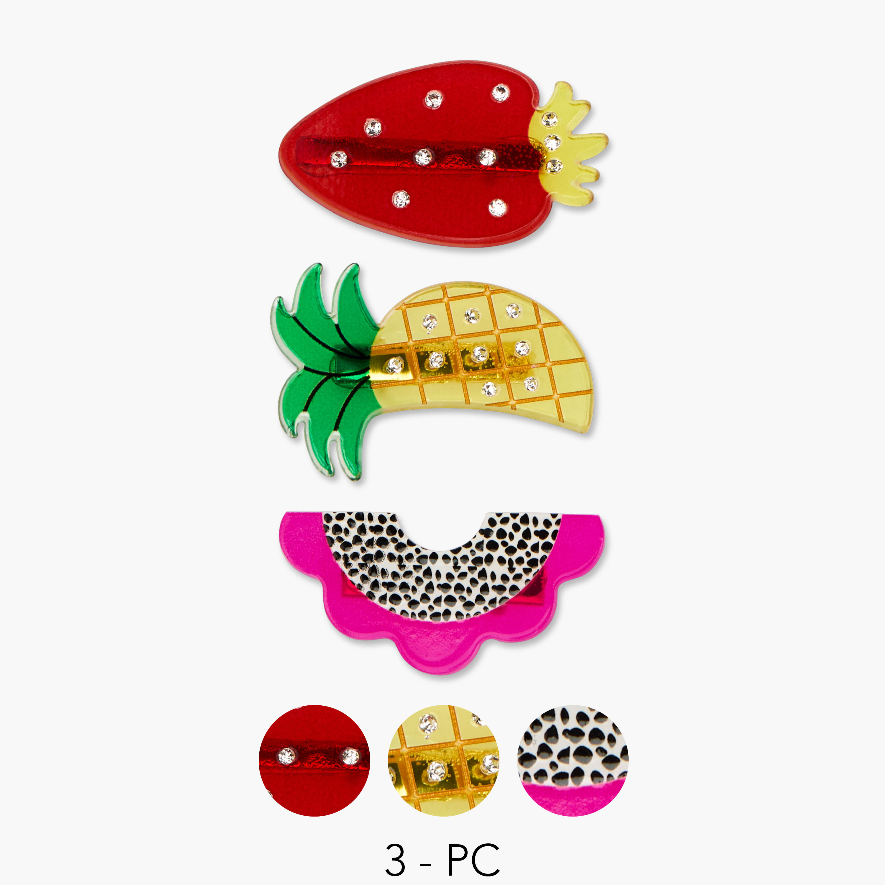 Set of 3 - Fruit Pattern Hair Clip-women-hairaccessories-clips-image-1