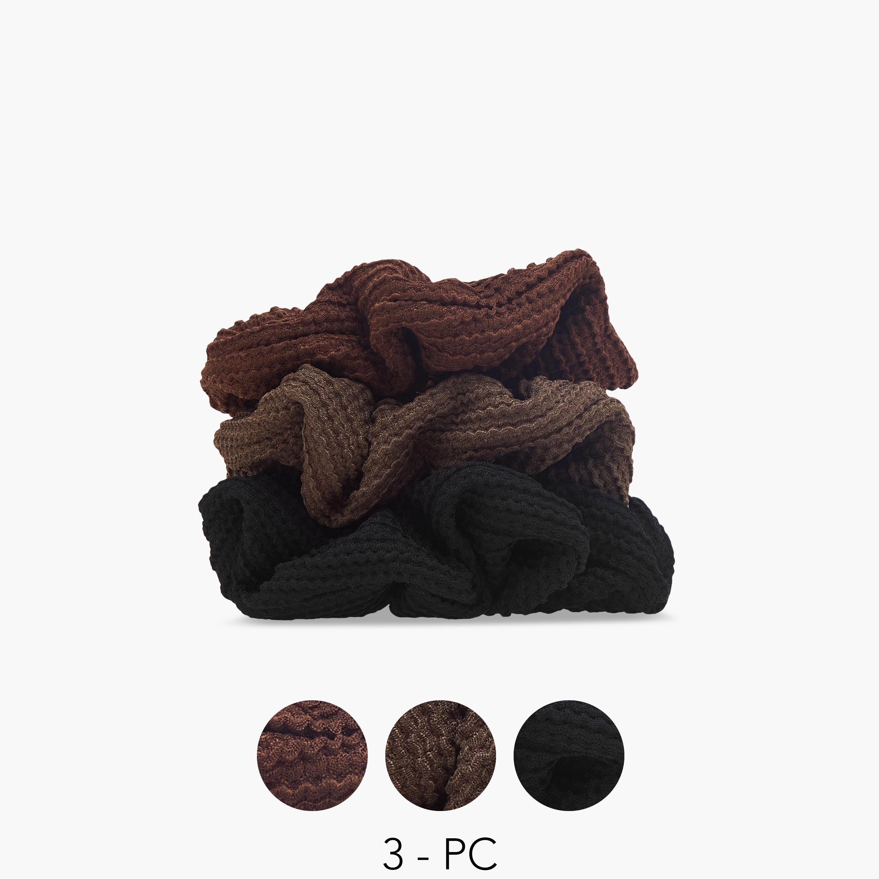 طقم ربطة سكرانشي 3 قطع بارزة الملمس من جلو-women-hairaccessories-image-1