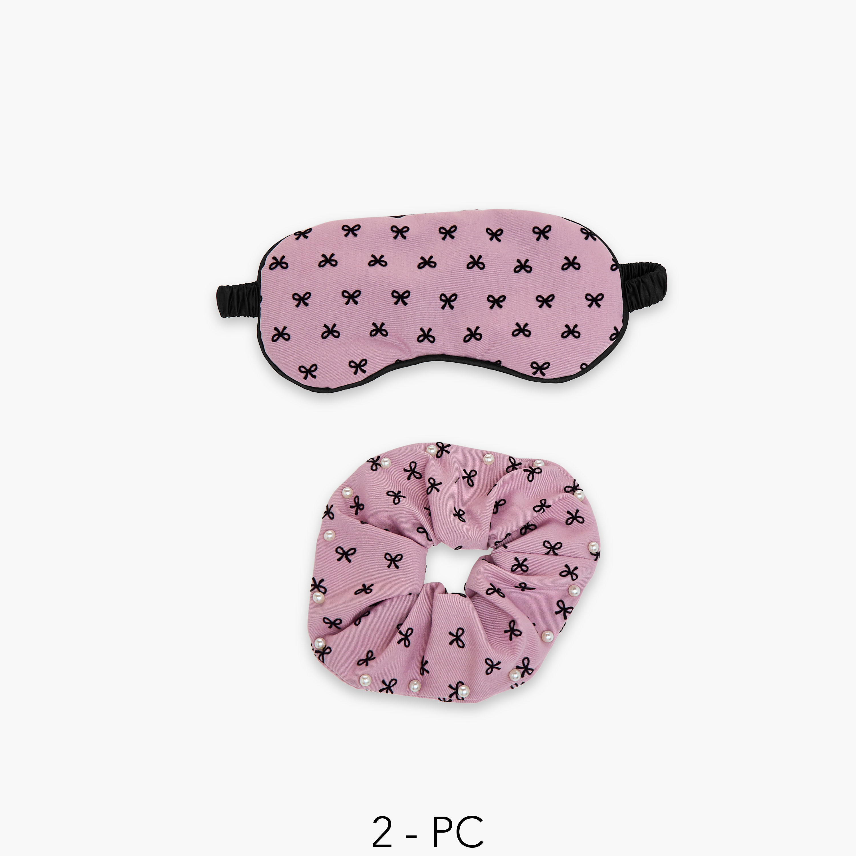 Gloo Bow Print Eye Mask and Hair Scrunchie Set-women-hairaccessories-image-1