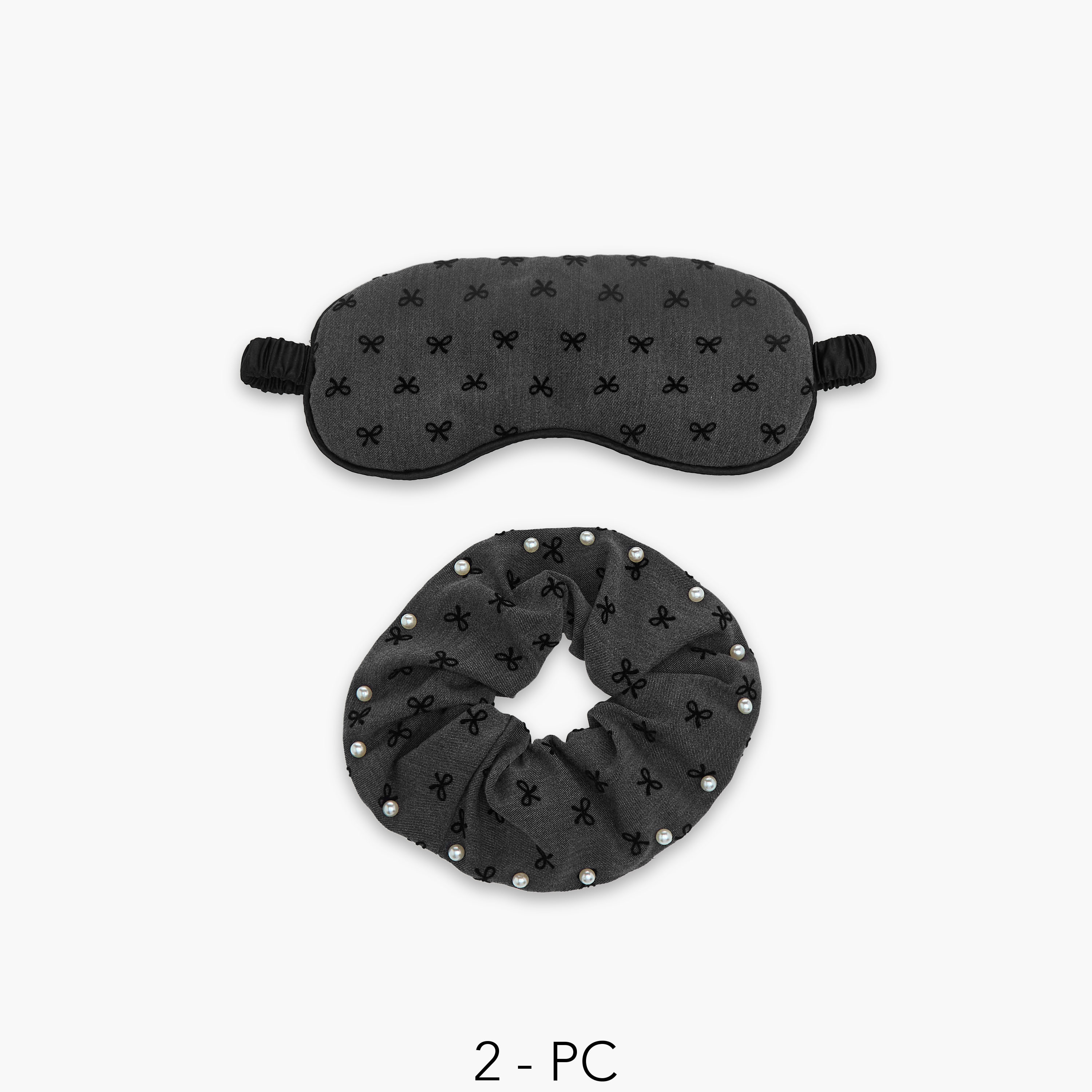Gloo Bow Print Eye Mask and Hair Scrunchie Set-women-hairaccessories-image-1