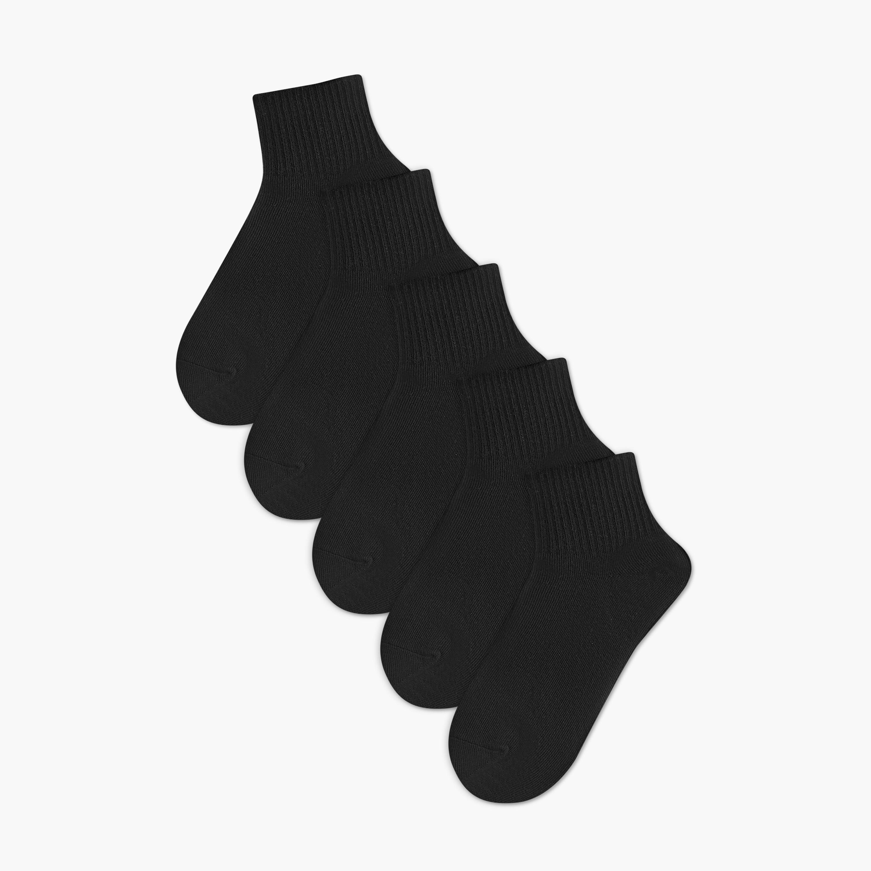 Set of 5 - RIB QTR CREW Socks with Antibacterial Protection-women-socksandstockings-image-1