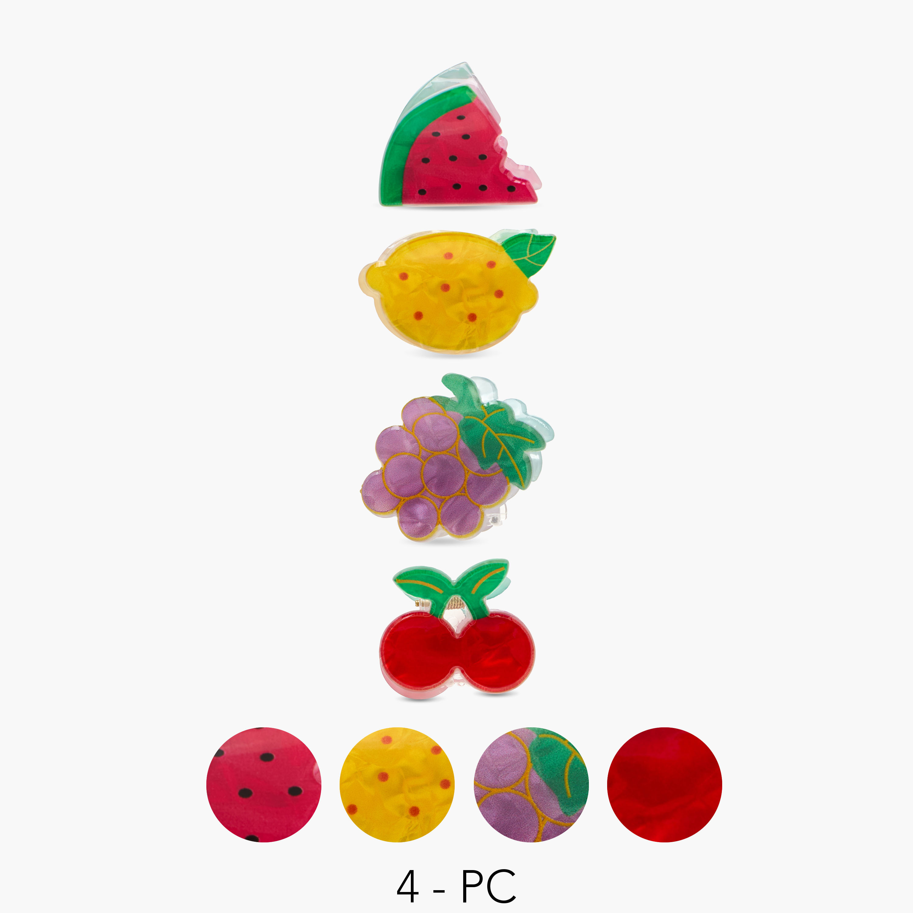 Set of 4 - Fruit Pattern Hair Clamp-women-hairaccessories-clamps-image-1