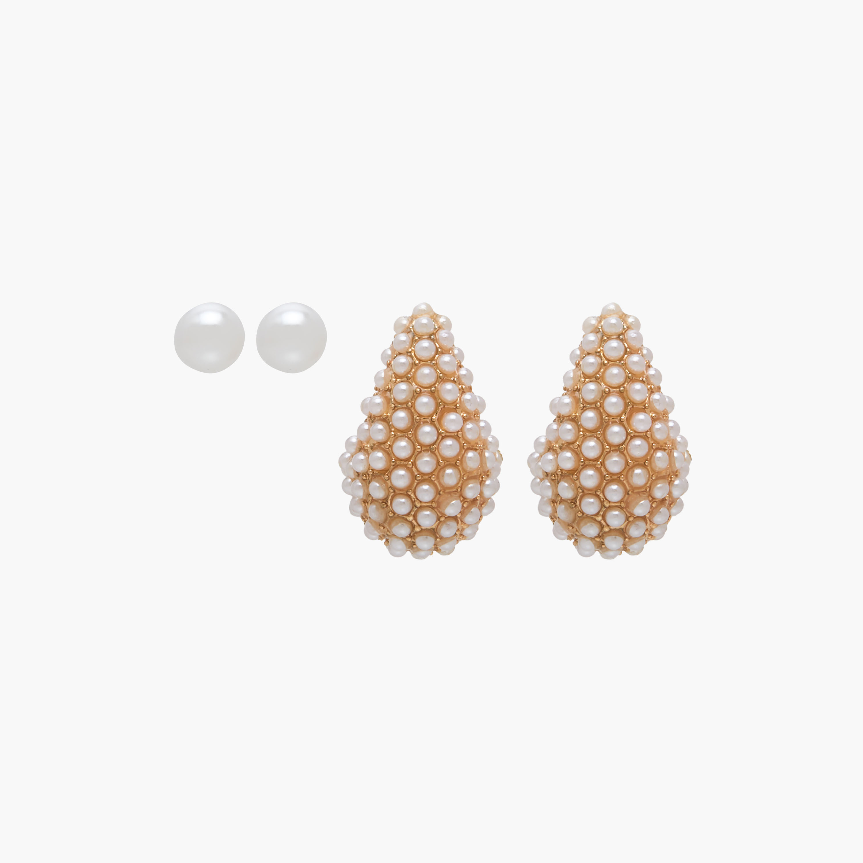 Set of 2 - Gloo Pearl Embellished Earrings with Pushback Closure-women-watchesandjewellery-jewellery-earrings-image-1