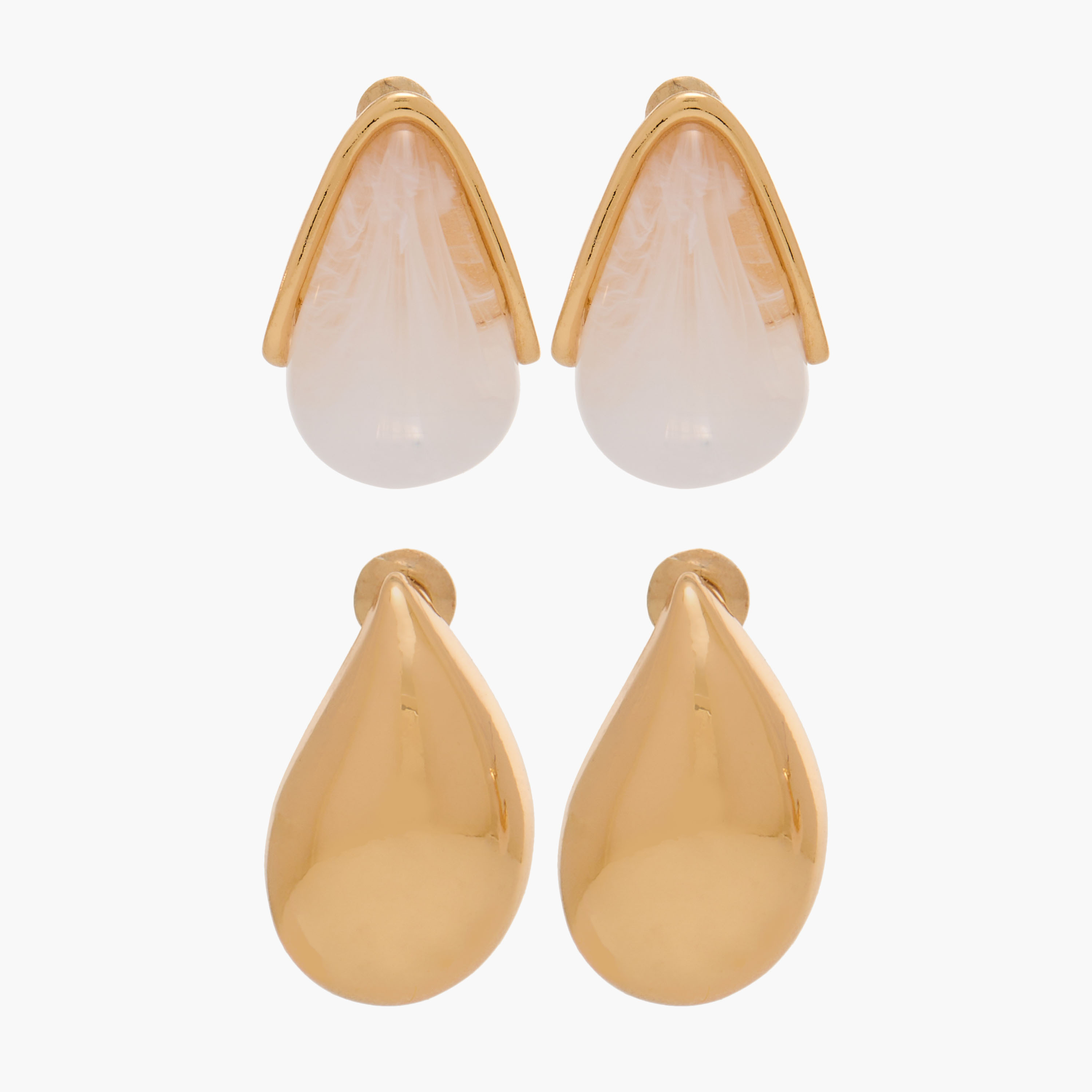 Set of 2 - Teardrop Stud Earrings with Pushback Closure-women-watchesandjewellery-jewellery-earrings-image-1