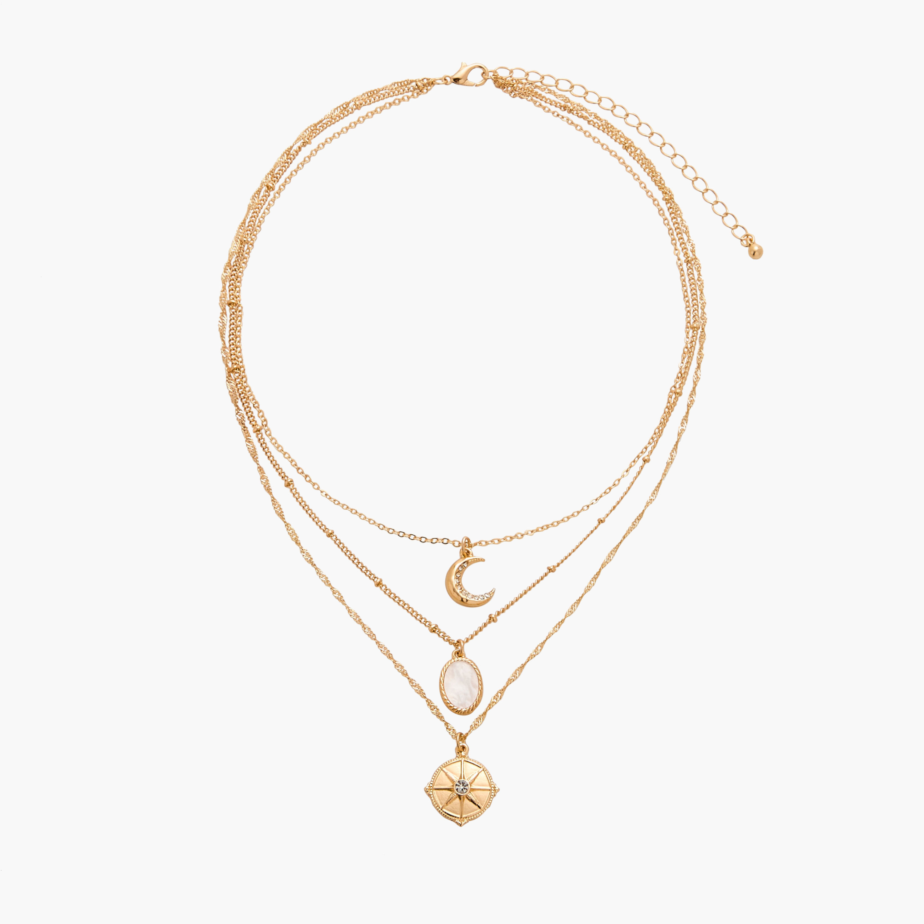 Gloo Embellished 3-Layer Necklace with Lobster Clasp Closure-women-watchesandjewellery-jewellery-necklacesandpendants-image-1