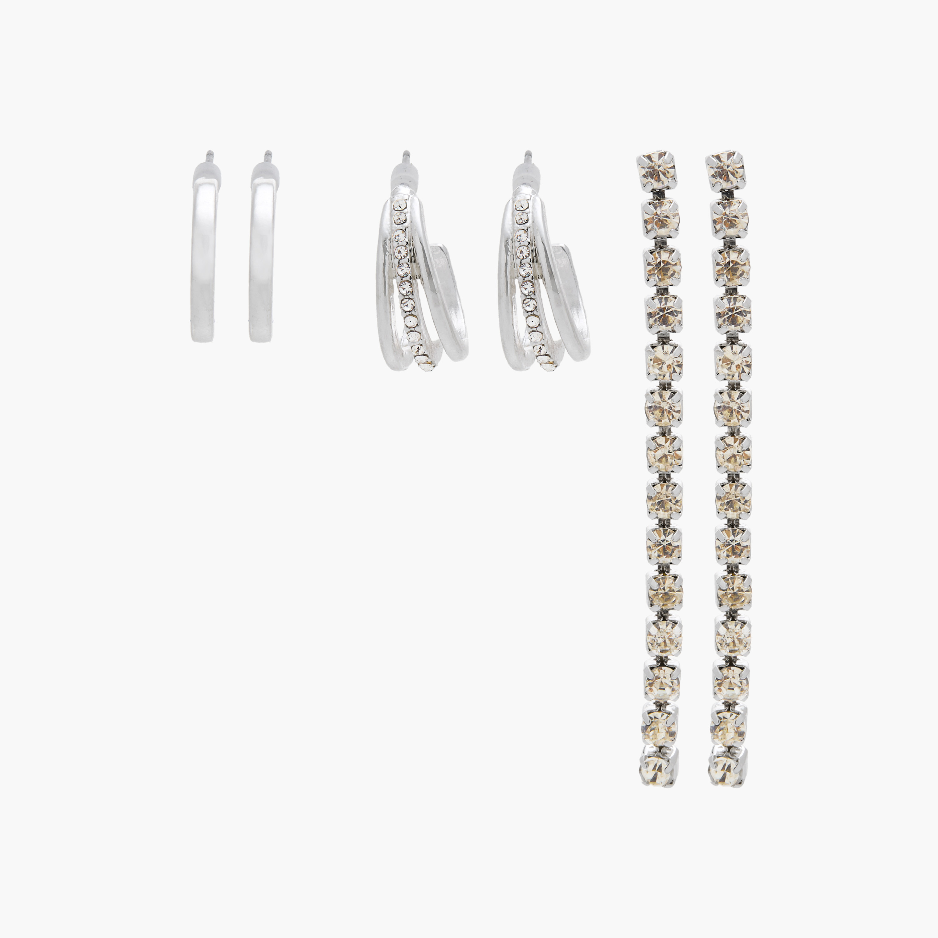 Gloo Pack of 3 Metallic Assorted Earrings with Pushback Closure-women-watchesandjewellery-jewellery-earrings-image-1