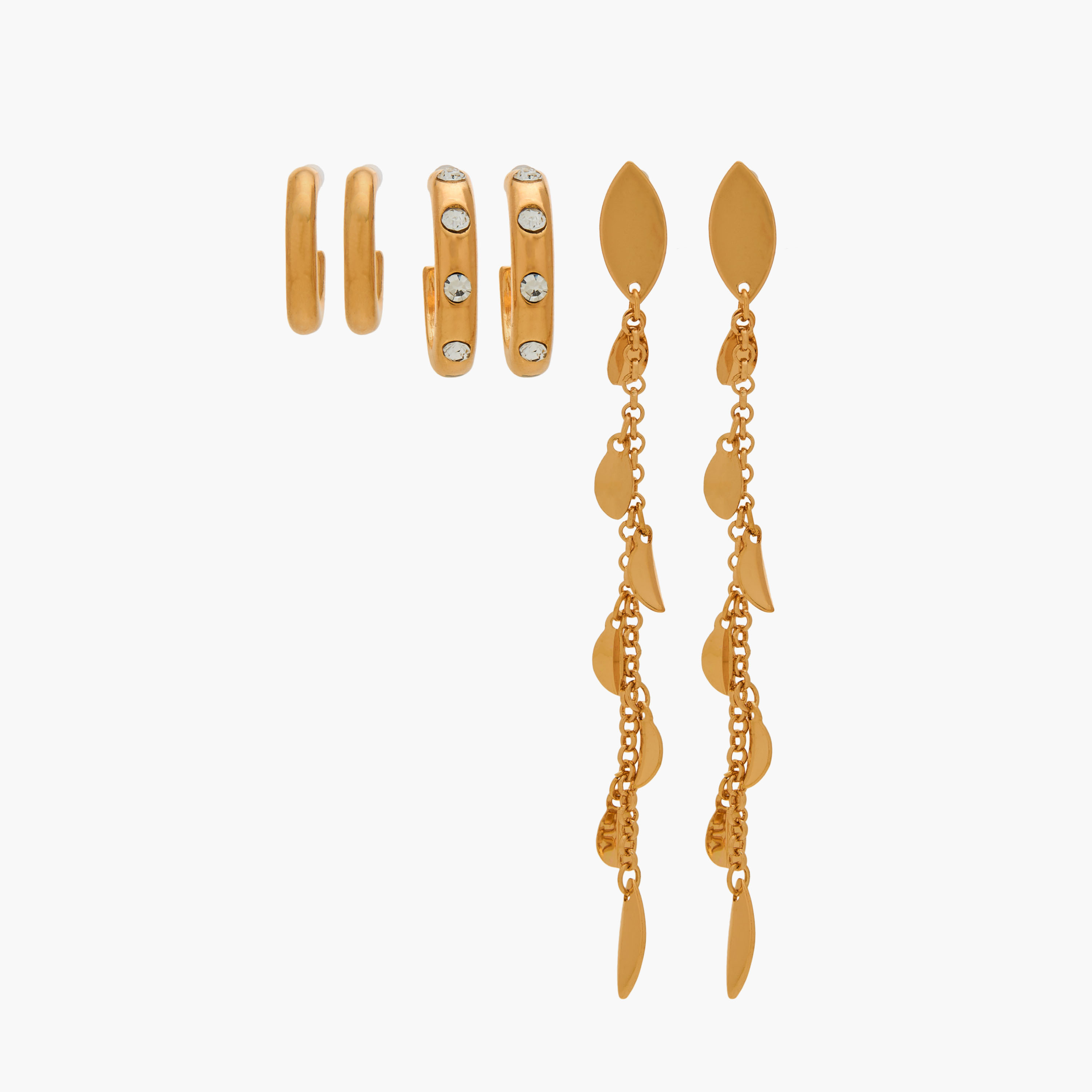 Set of 3 - Gloo assorted Metallic Earrings with Lobster Clasp Closure-women-watchesandjewellery-jewellery-earrings-image-1