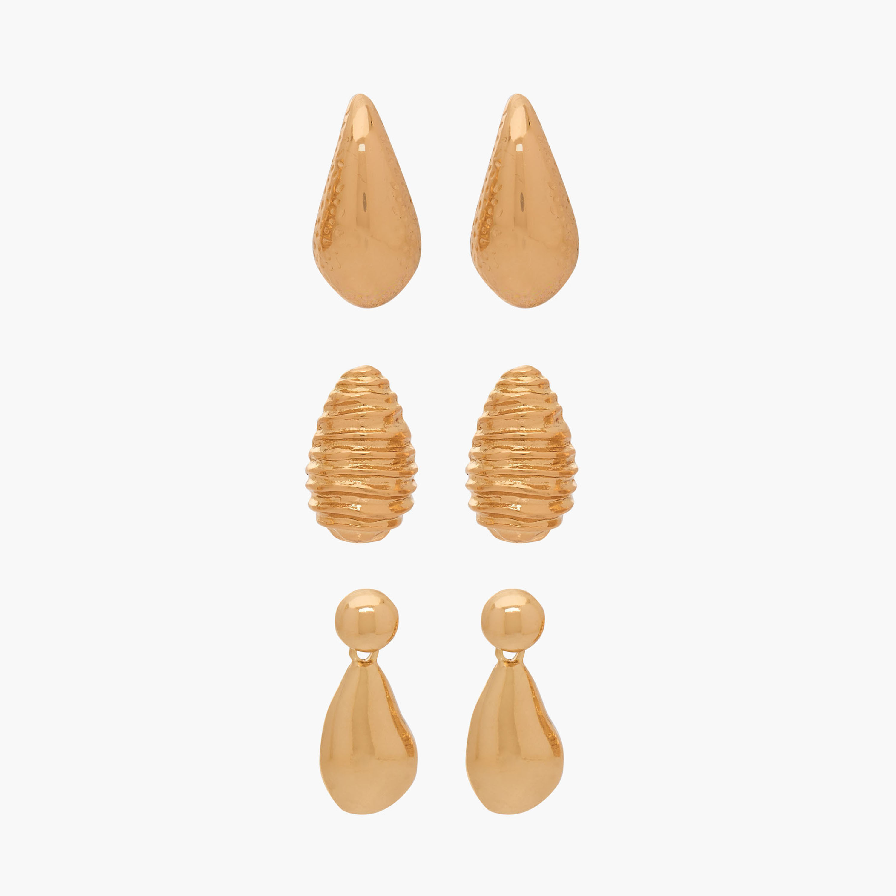 حلقان متدلية بارزة الملمس بمكبس إغلاق خلفي من جلو - طقم 3 أزواج-women-watchesandjewellery-jewellery-earrings-image-1