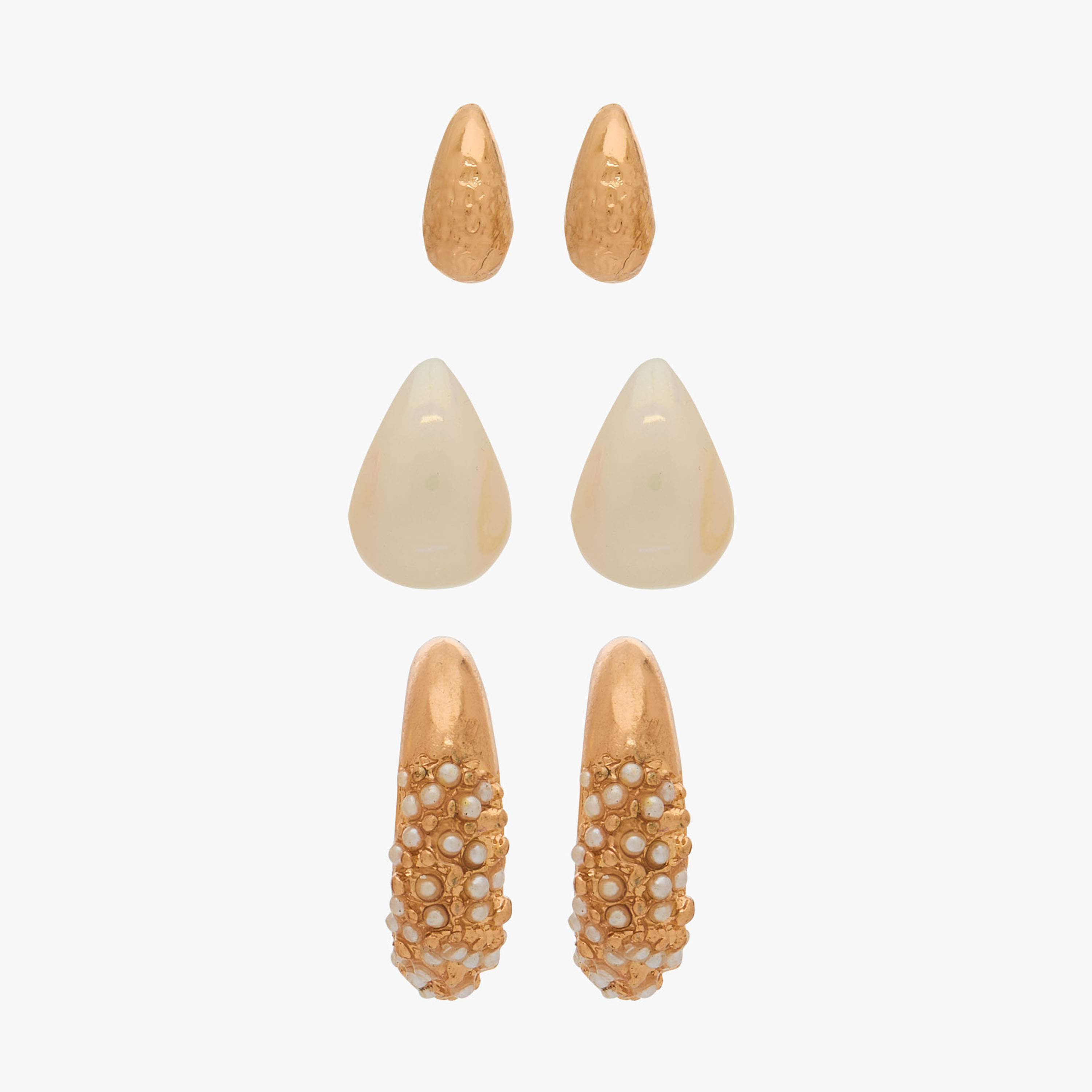 Set of 3 - Gloo Half Hoop Earrings with Pushback Closure-women-watchesandjewellery-jewellery-earrings-image-1