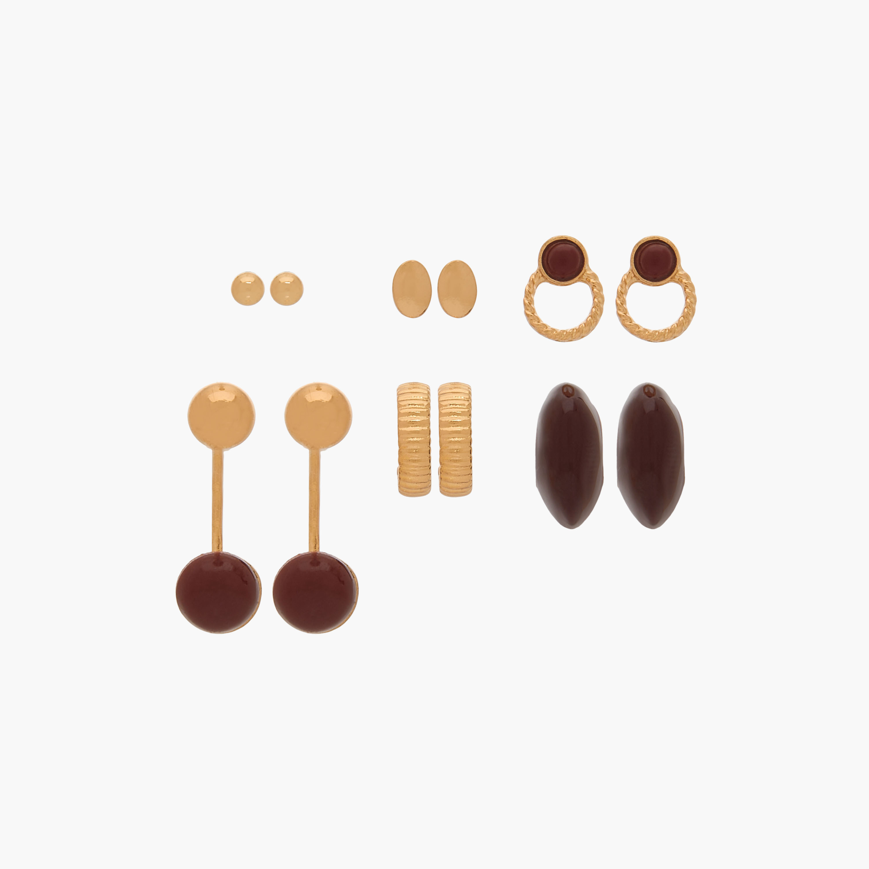 Set of 6 - Gloo Assorted Metallic Earrings with Pushback Closure-women-watchesandjewellery-jewellery-earrings-image-1
