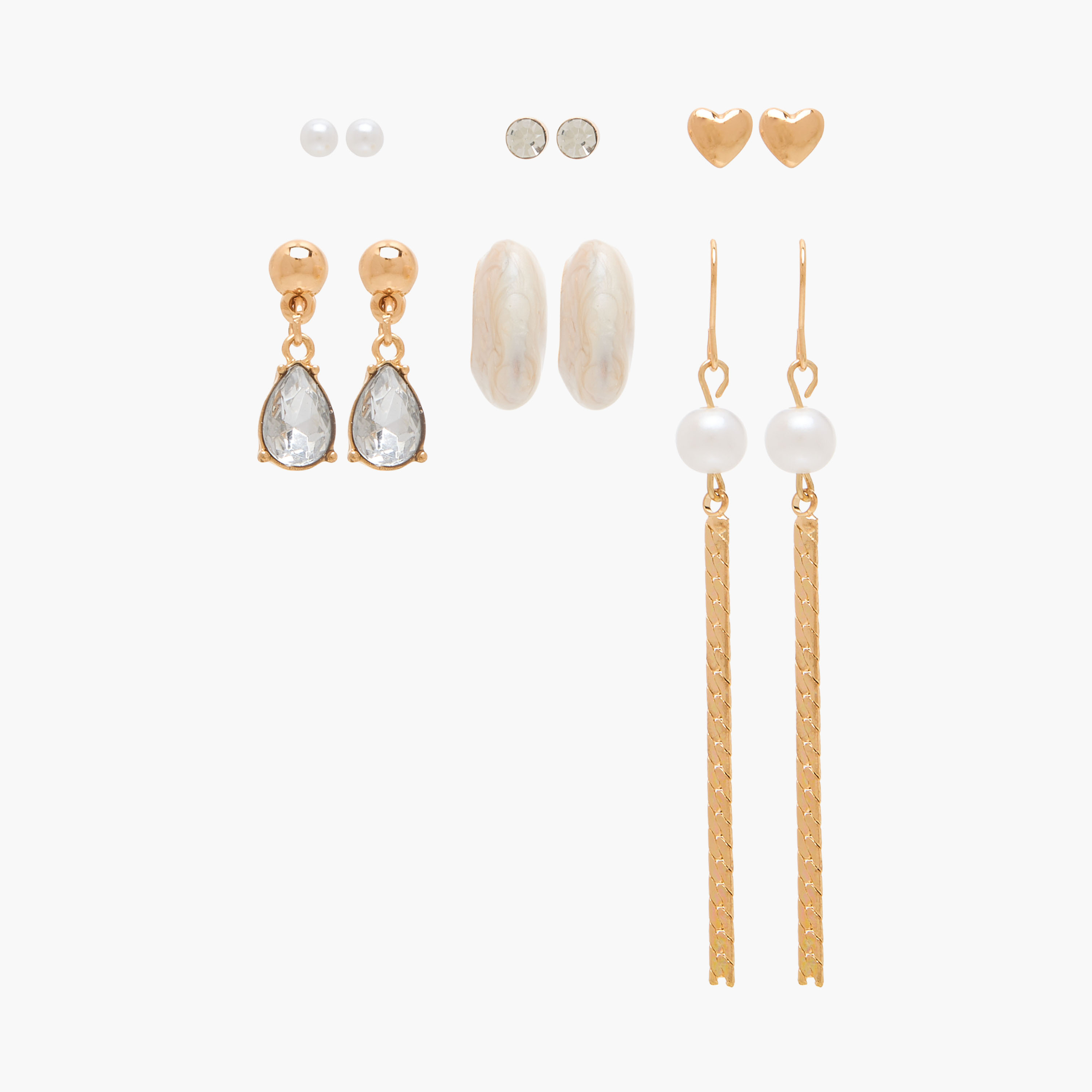 Set of 6 - Gloo Assorted Metallic Earrings with Pushback Closure-women-watchesandjewellery-jewellery-earrings-image-1