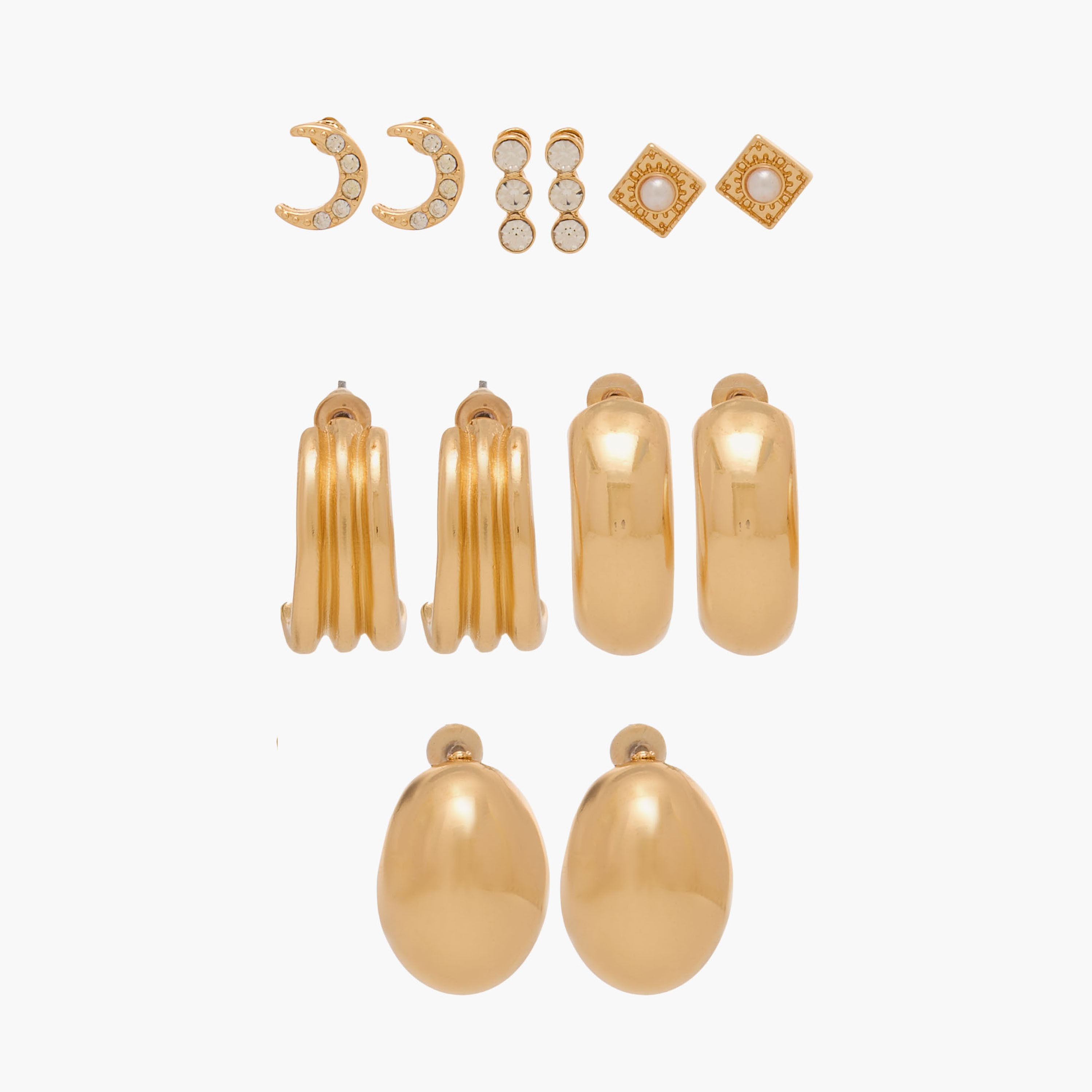 Set of 6 - Assorted Metallic Earrings with Pushback Closure-women-watchesandjewellery-jewellery-earrings-image-1