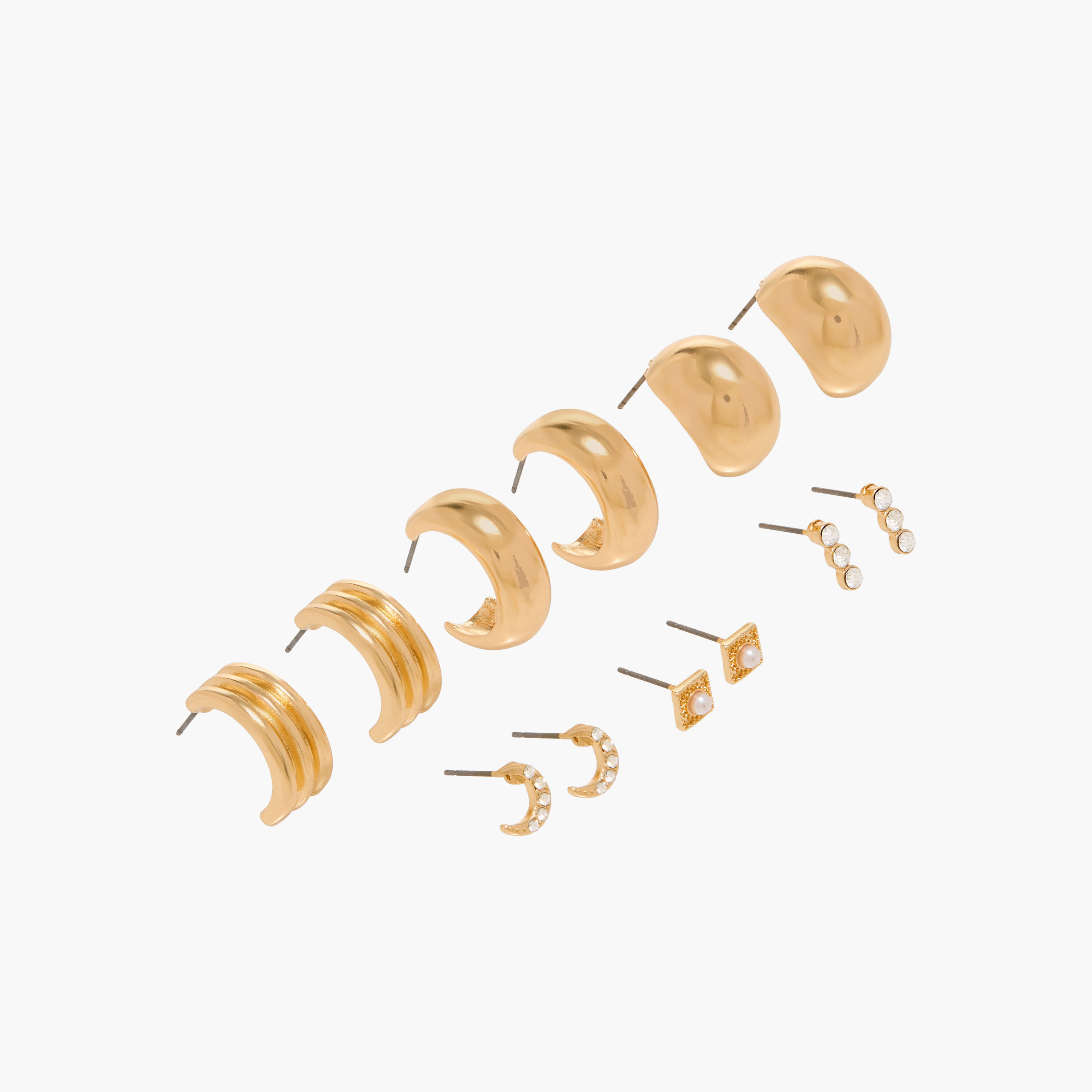 Set of 6 - Assorted Metallic Earrings with Pushback Closure-women-watchesandjewellery-jewellery-earrings-image-2