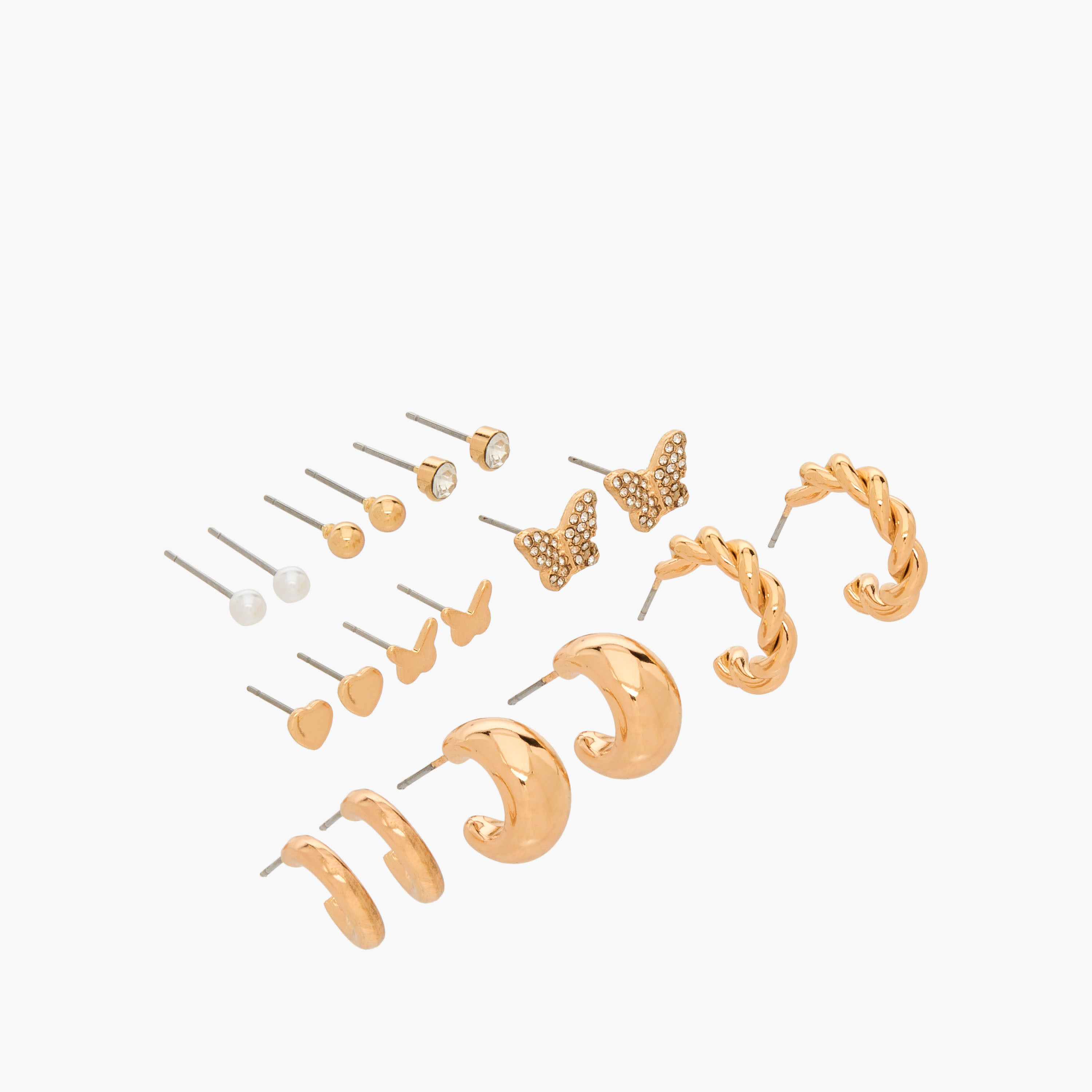 Set of 9 - Gloo Assorted Metallic Stud Earrings with Pushback Closure-women-watchesandjewellery-jewellery-earrings-image-2