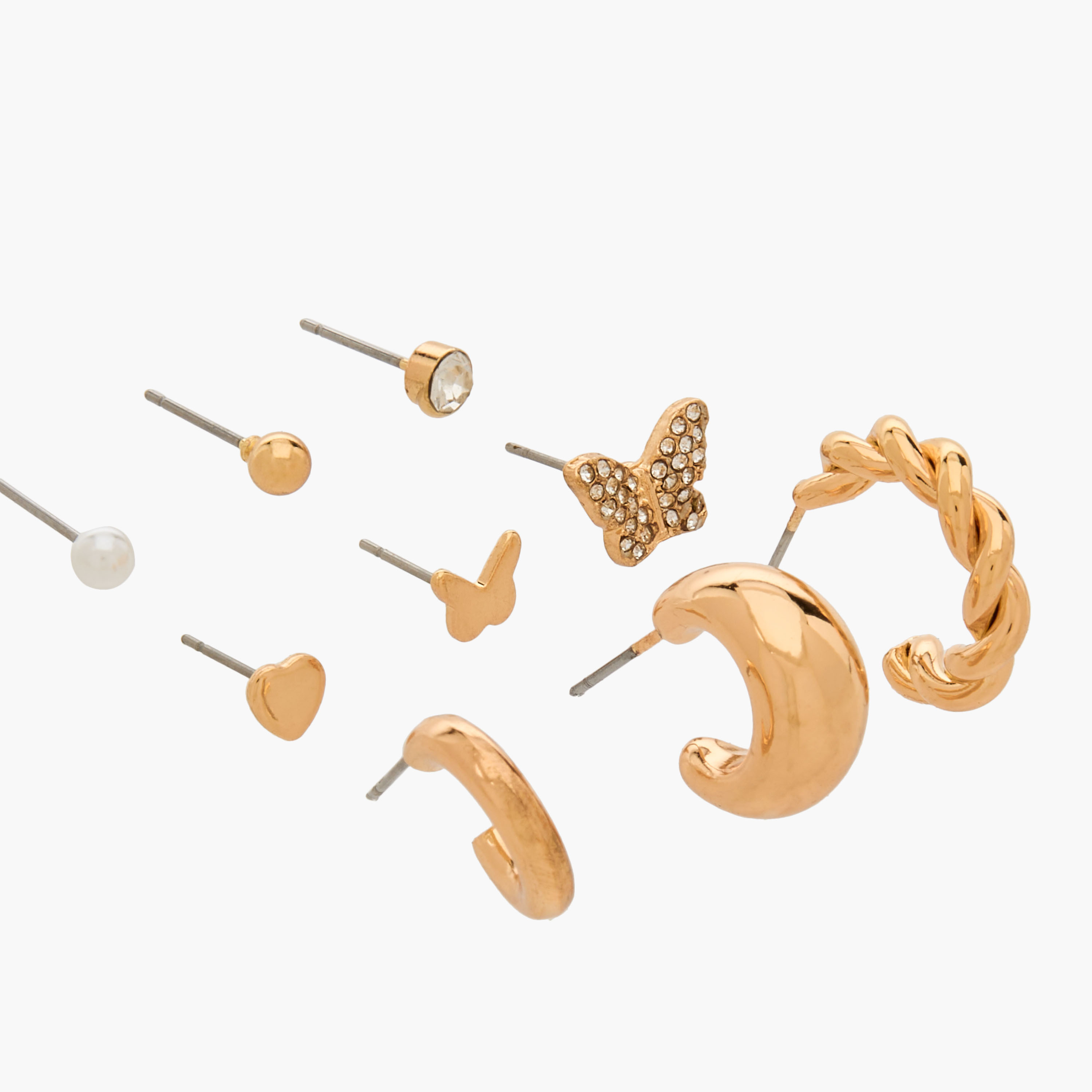 Set of 9 - Gloo Assorted Metallic Stud Earrings with Pushback Closure-women-watchesandjewellery-jewellery-earrings-image-3