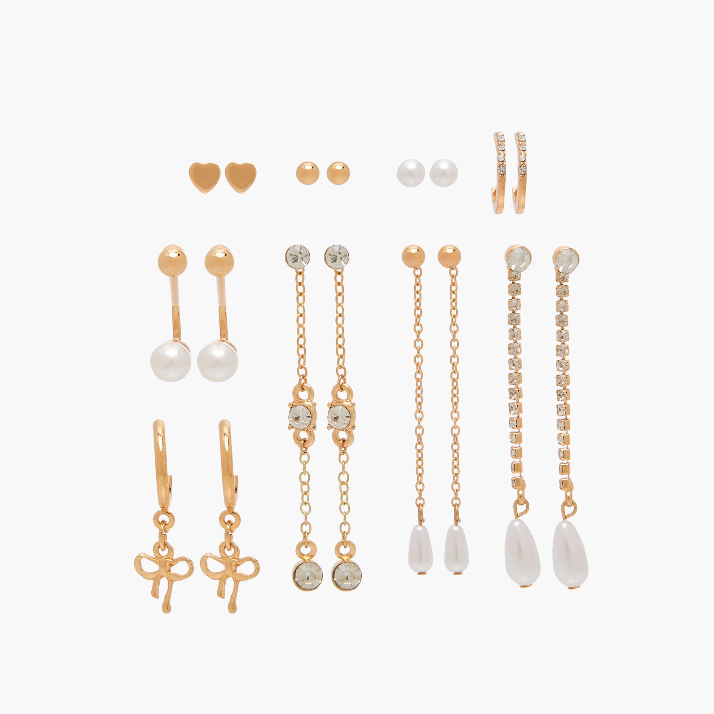 Set of 9 - Gloo Assorted Metallic Earrings with Pushback Closure-women-watchesandjewellery-jewellery-earrings-image-1