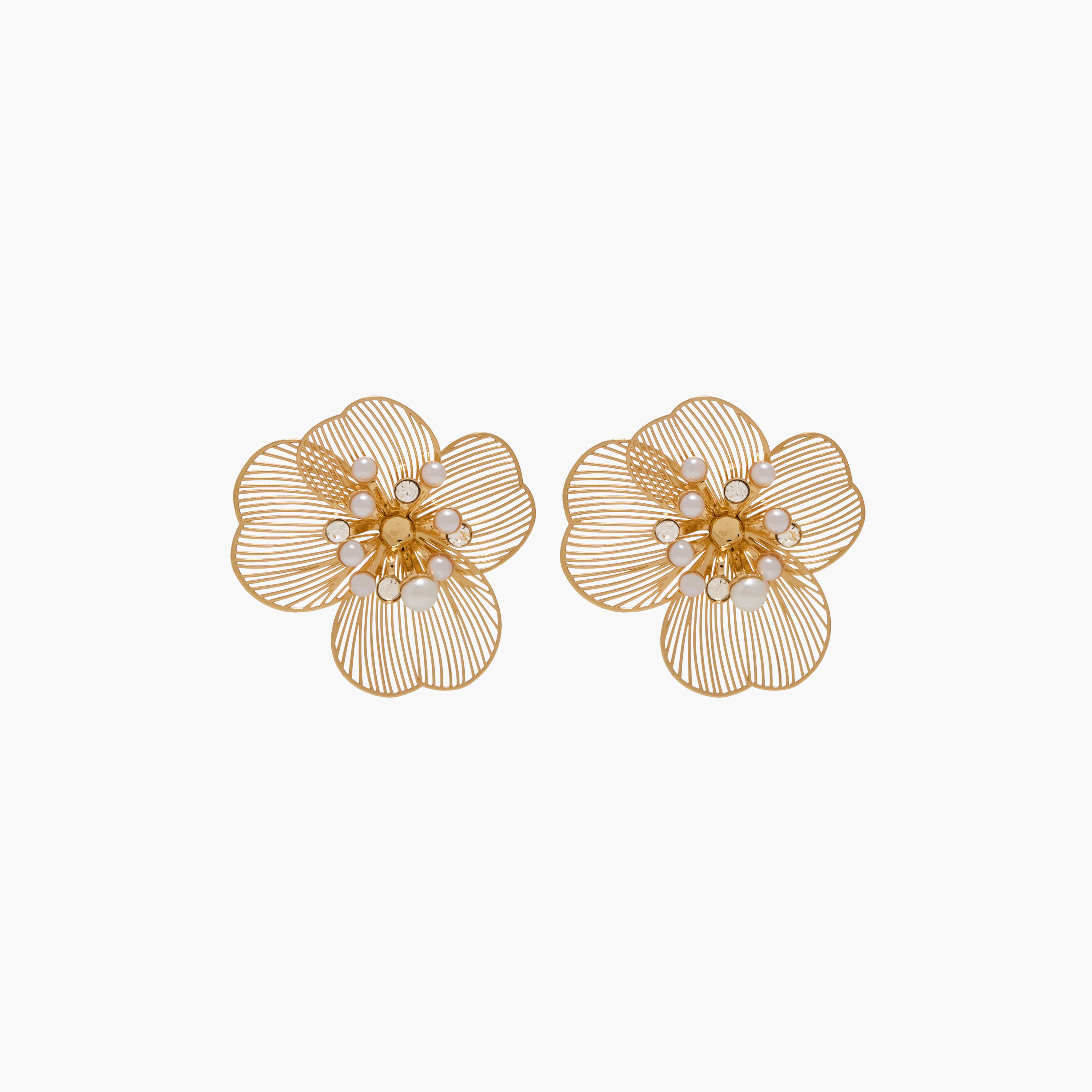 Gloo Pearl Embellished Flower Earrings with Pushback Closure-women-watchesandjewellery-jewellery-earrings-image-1