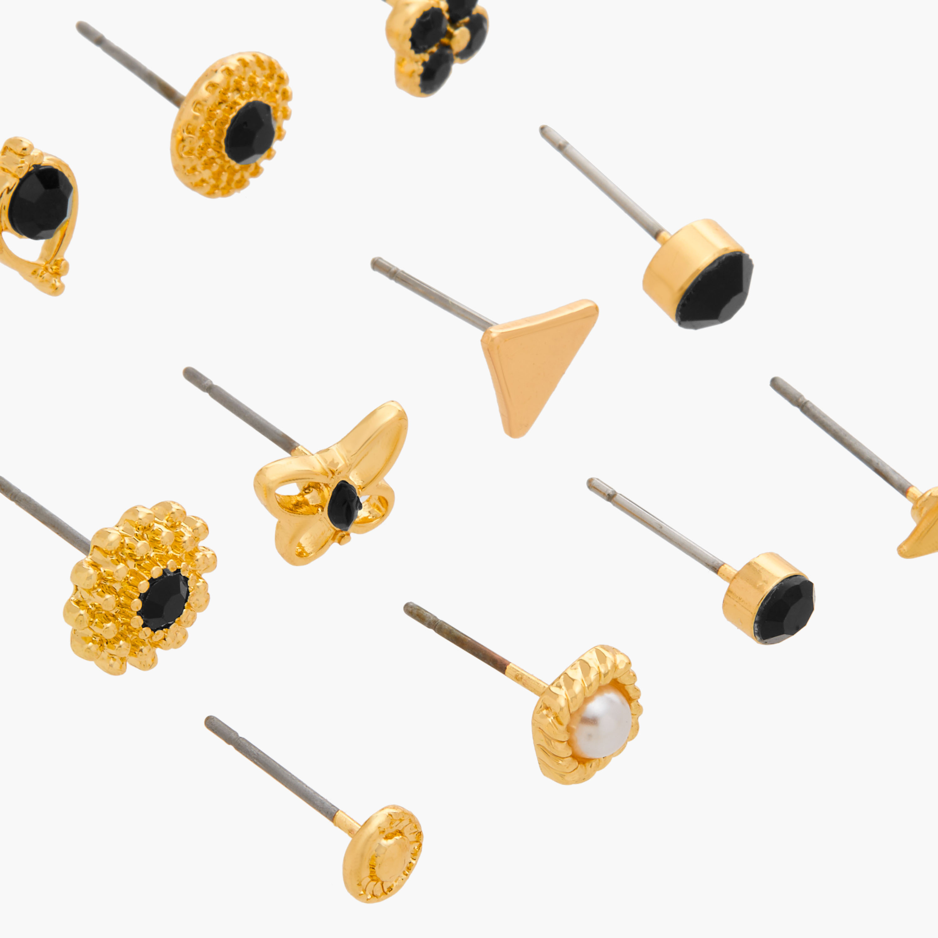 Set of 12 - Gloo Assorted Metallic Stud Earrings with Pushback Closure-women-watchesandjewellery-jewellery-earrings-image-3