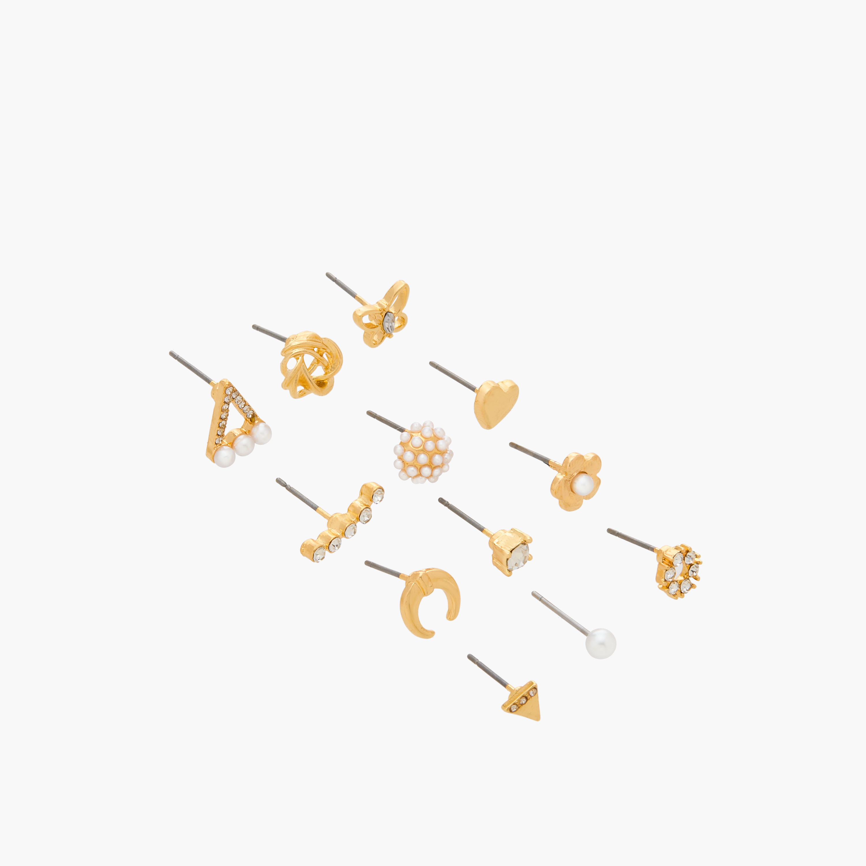 Set of 12 - Gloo Assorted Metallic Stud Earrings with Pushback Closure-women-watchesandjewellery-jewellery-earrings-image-2