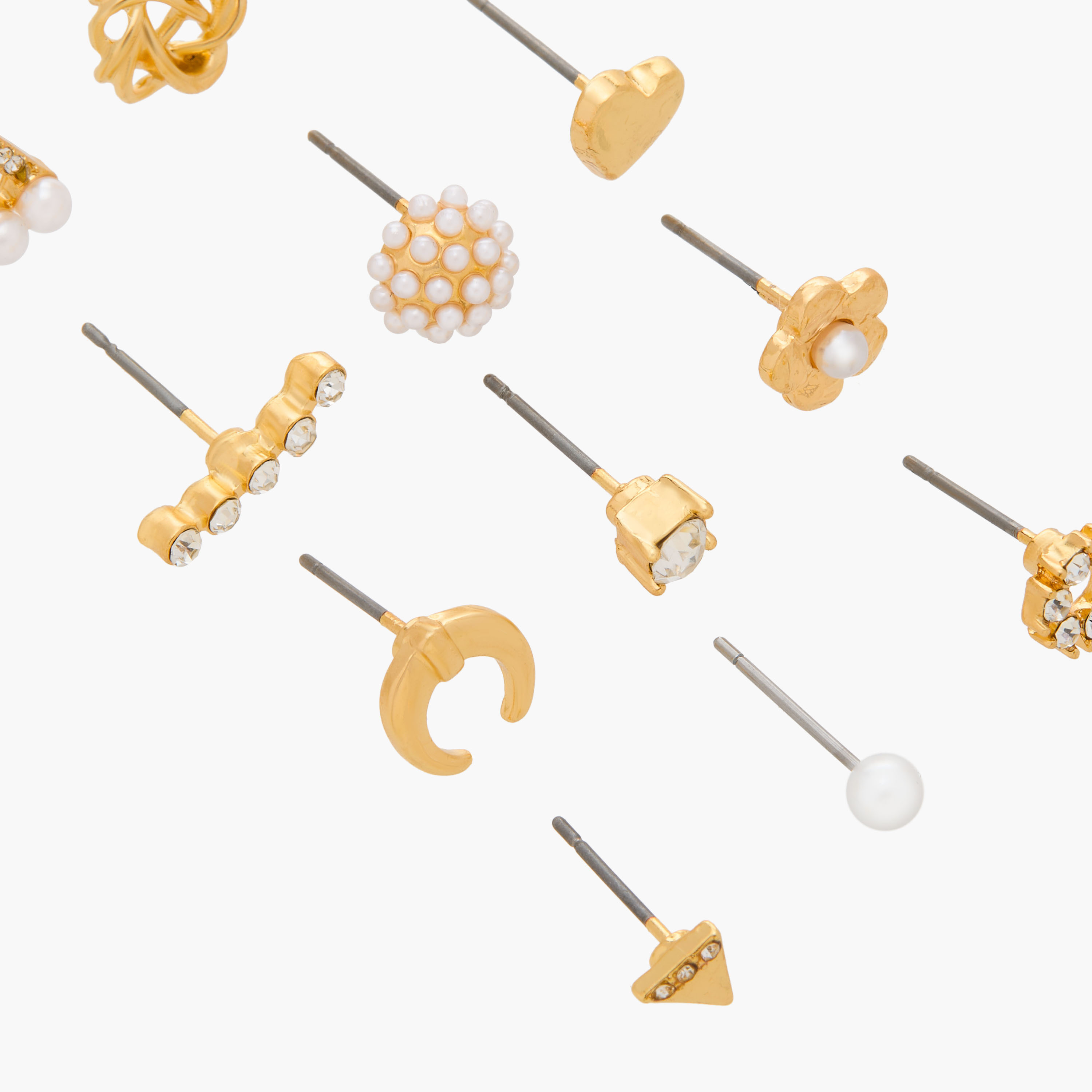 Set of 12 - Gloo Assorted Metallic Stud Earrings with Pushback Closure-women-watchesandjewellery-jewellery-earrings-image-3
