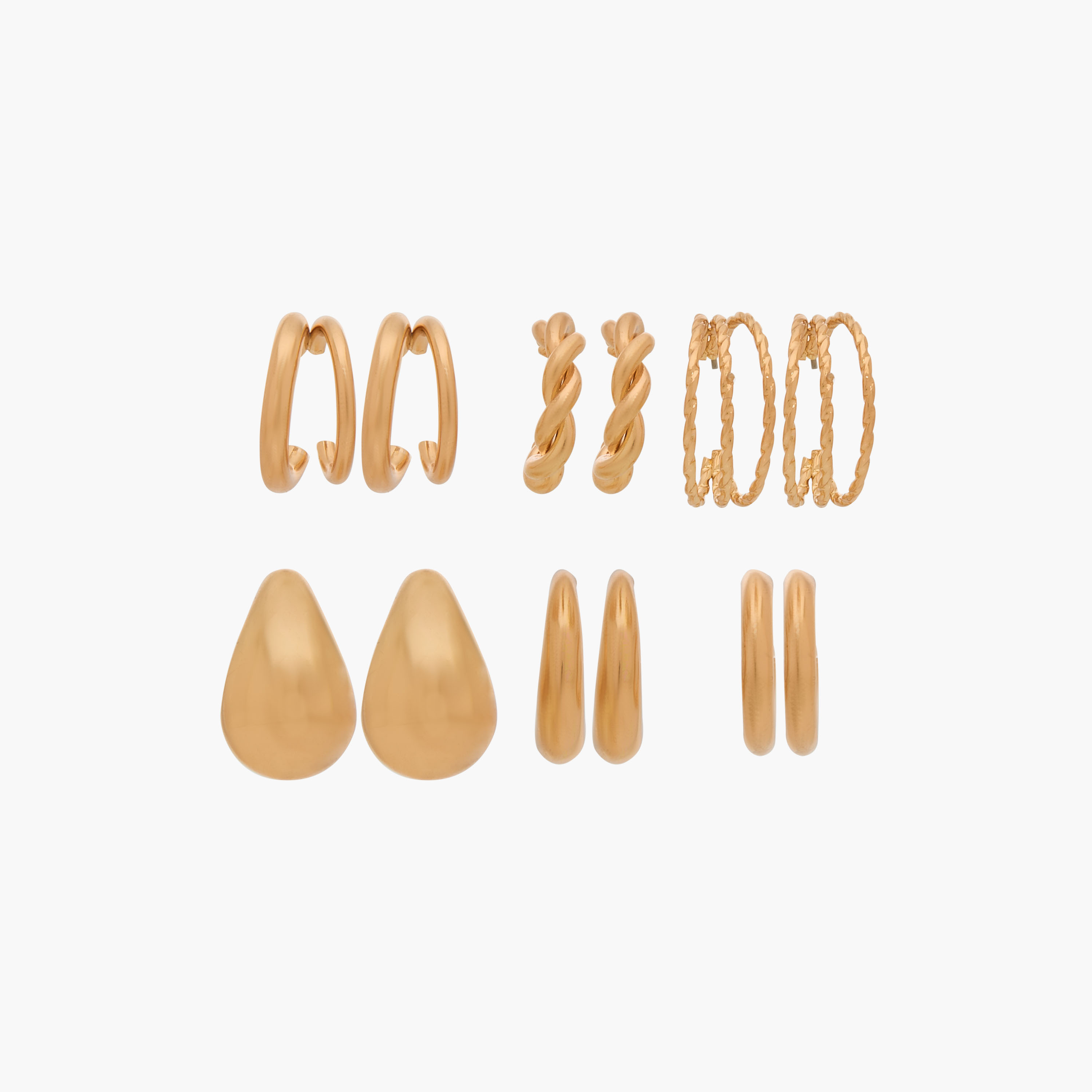 حلقان متنوعة بمكبس إغلاق خلفي من جلو - طقم 6 أزواج-women-watchesandjewellery-jewellery-earrings-image-1